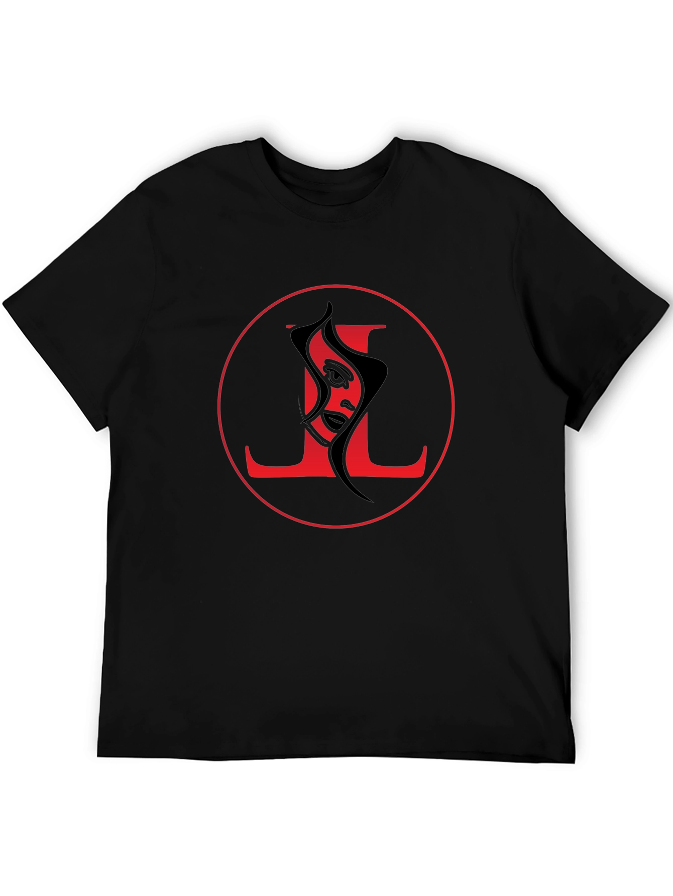 Abstract Face Graphic Tee - Stylish Black T-Shirt