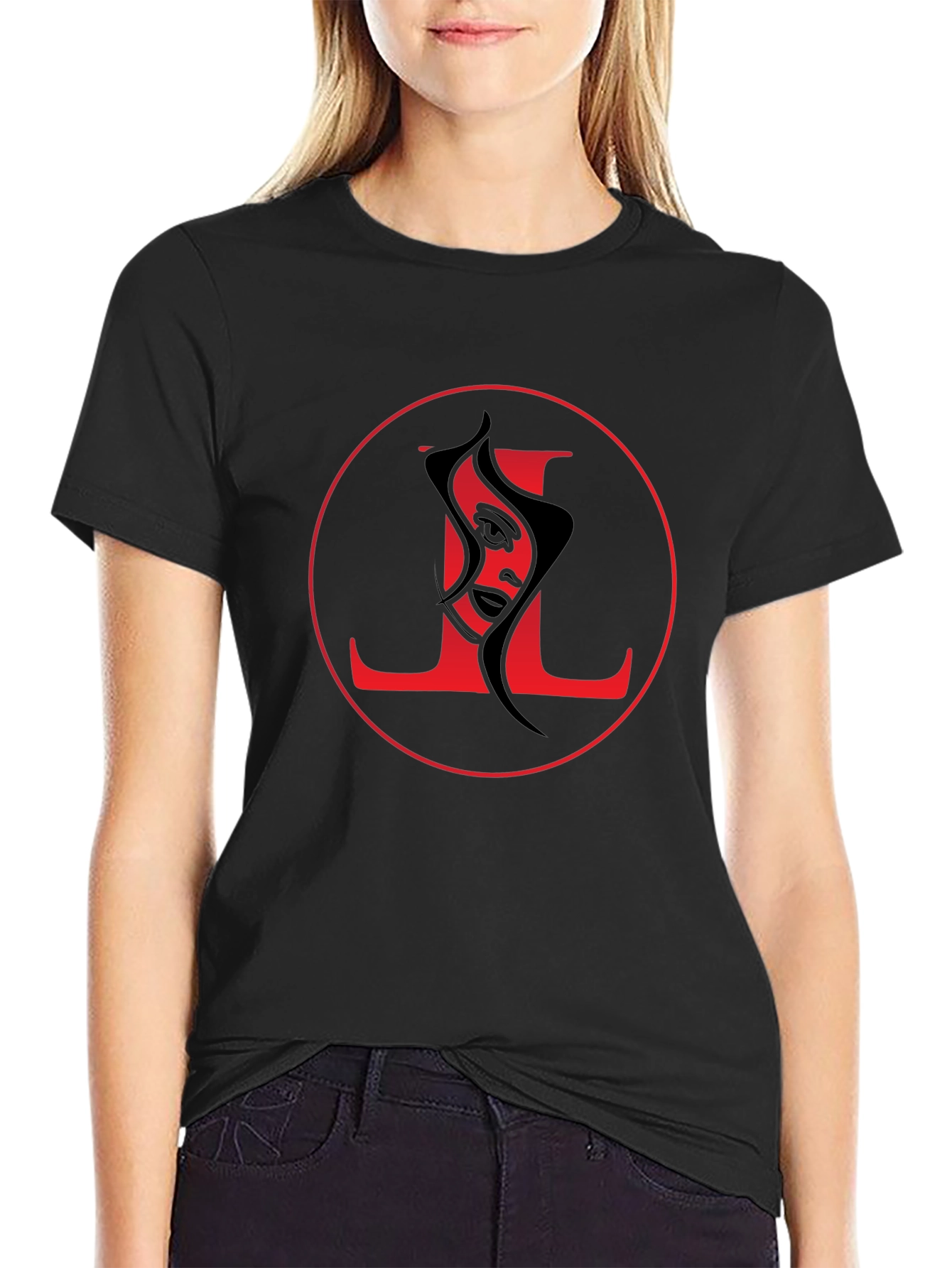 Abstract Face Graphic Tee - Stylish Black T-Shirt