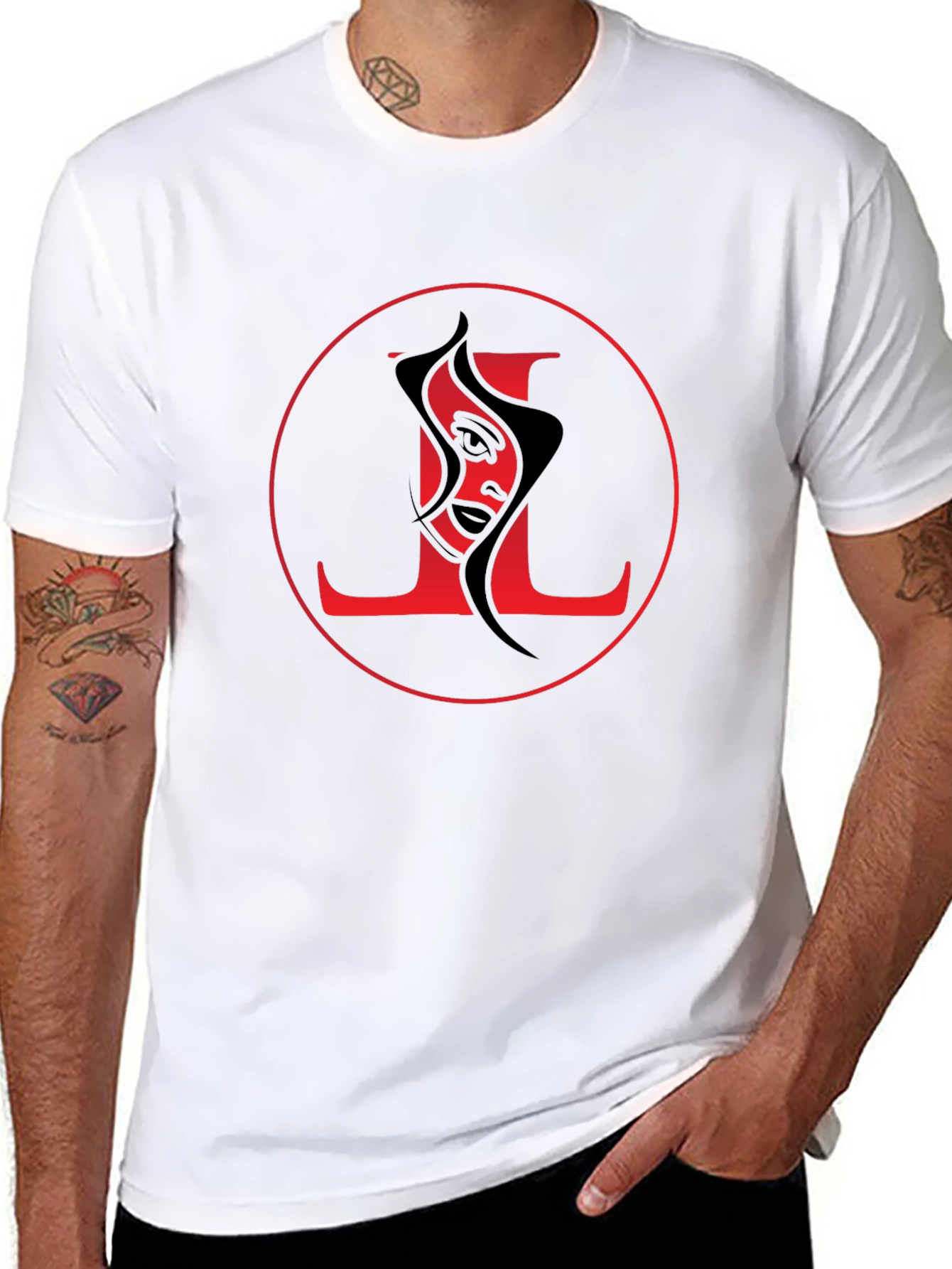 Abstract Face Graphic Tee - Stylish Black T-Shirt