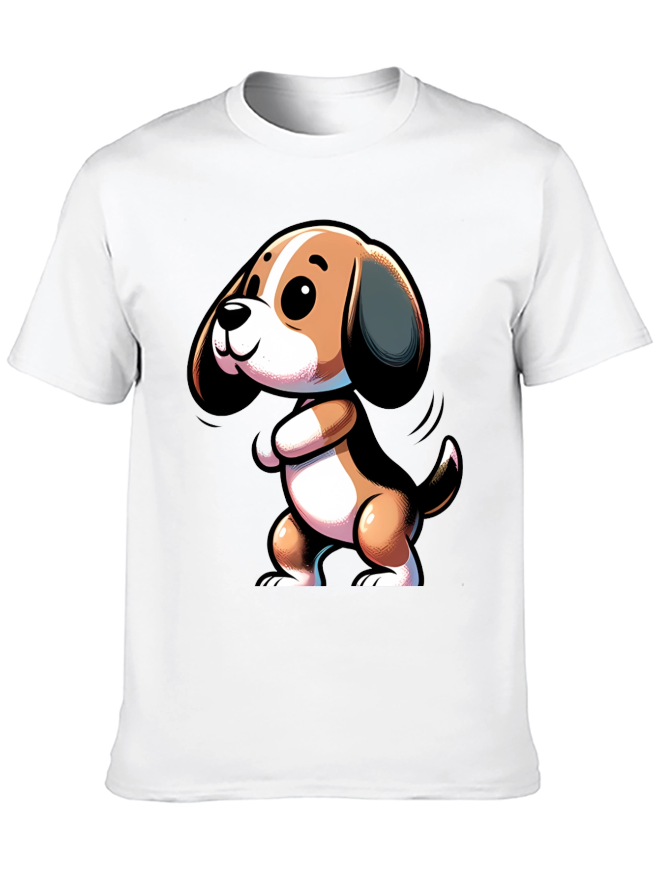 Cute Cartoon Beagle Dog Black T-Shirt