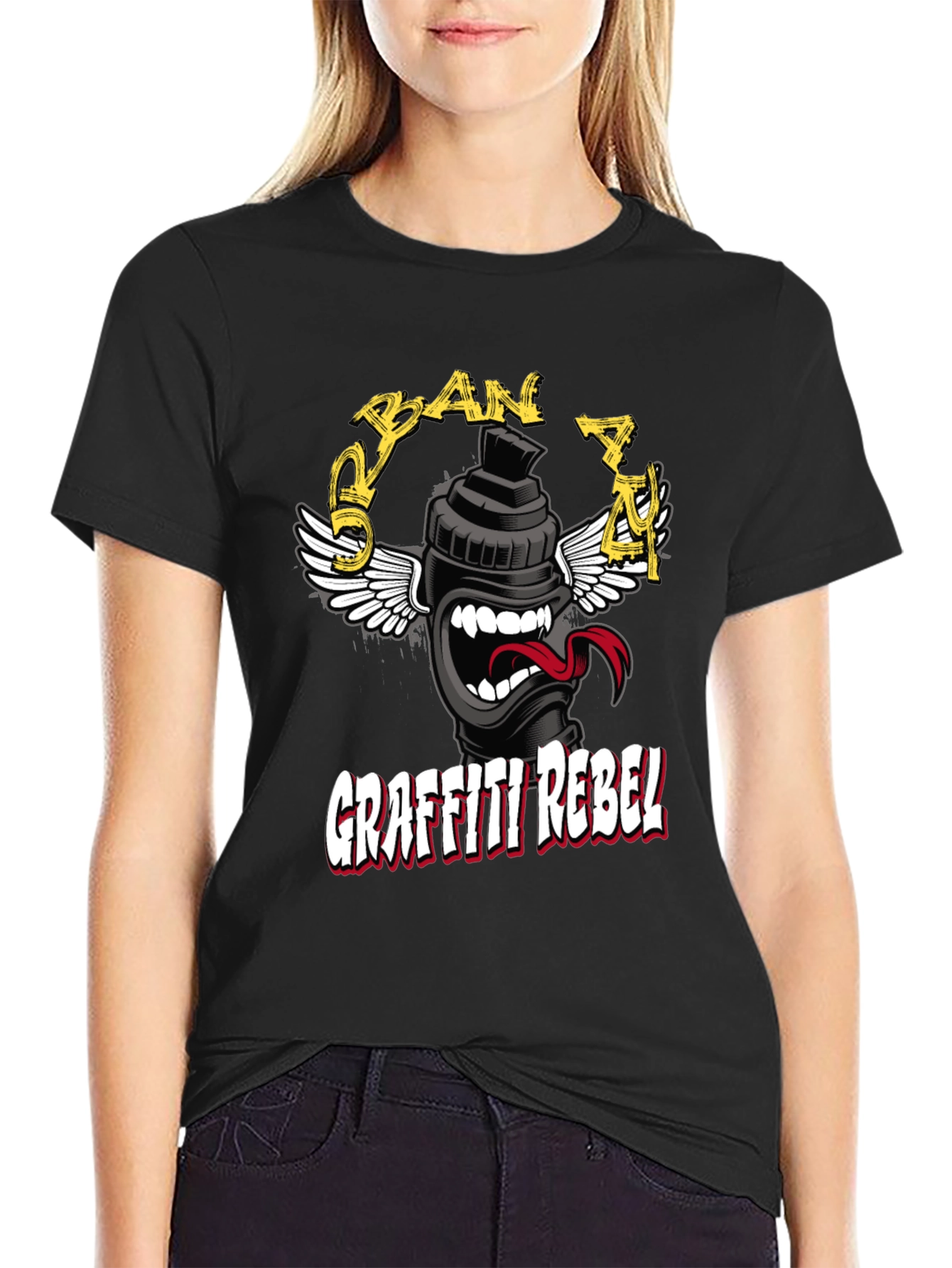 Urban Art Graffiti Rebel Black T-Shirt