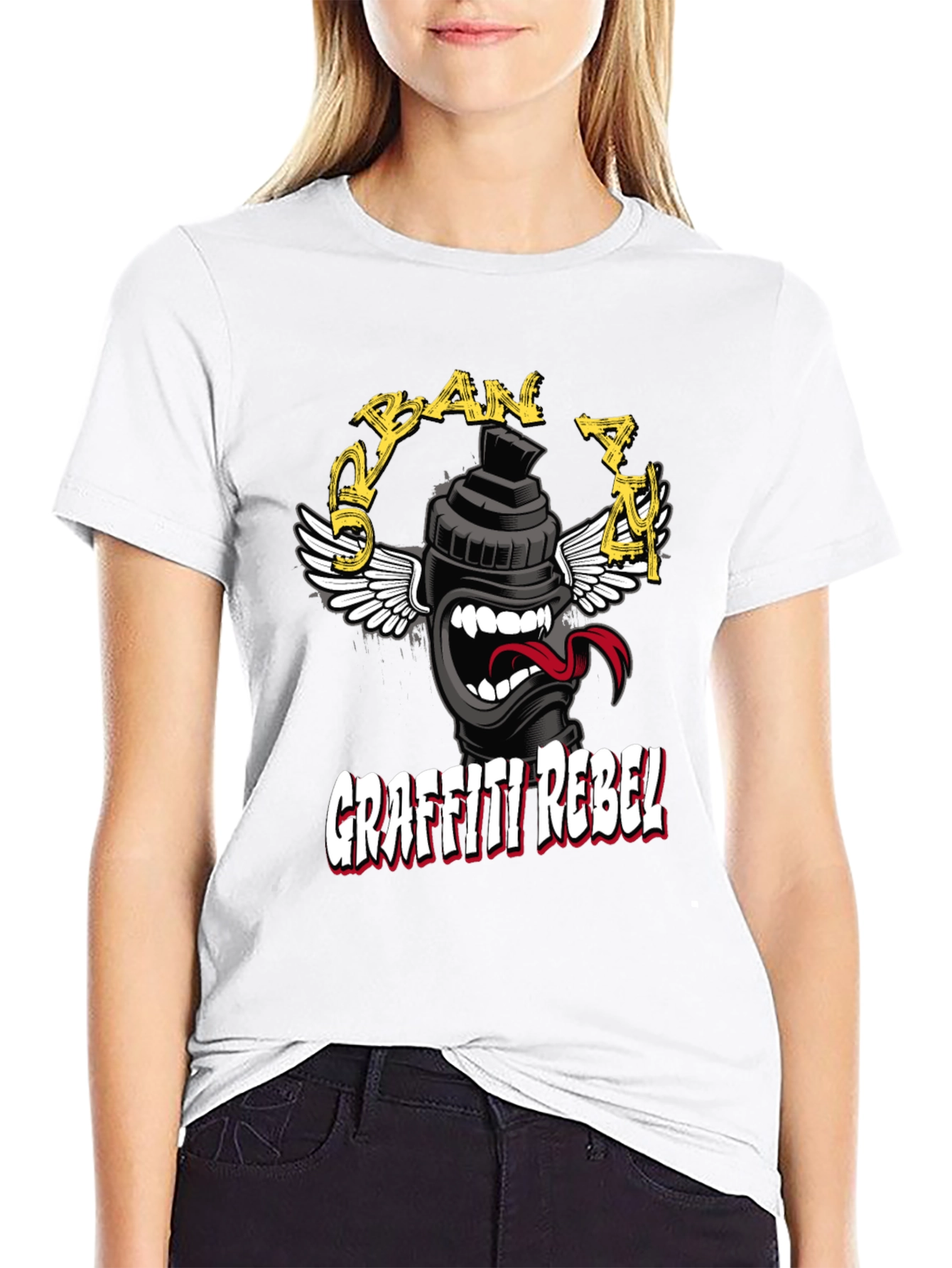 Urban Art Graffiti Rebel Black T-Shirt