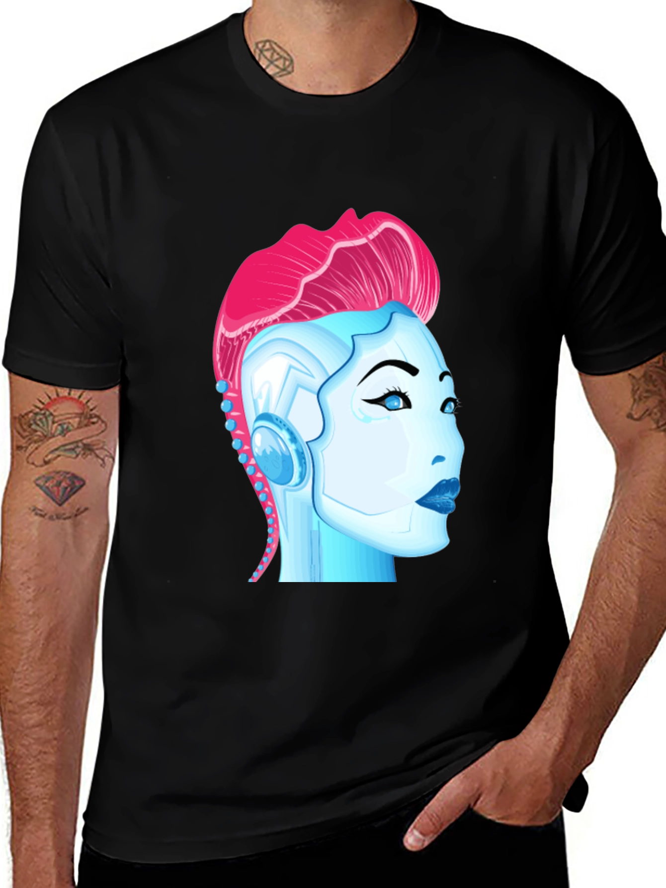 Cyberpunk Robot Girl Graphic T-Shirt