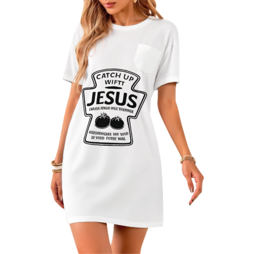 Catch Up With Jesus Funny Christian T-Shirt | Faith-Based Food Pun Graphic Tee(z1170)
