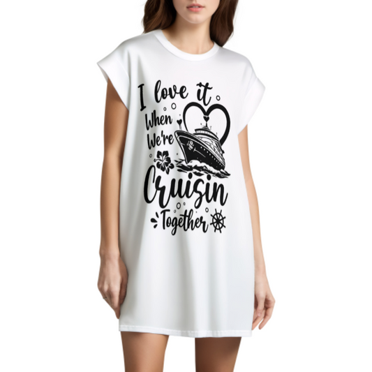Cruisin’ Together Couple Cruise T-Shirt | Romantic Cruise Vacation Graphic Tee(z1180)