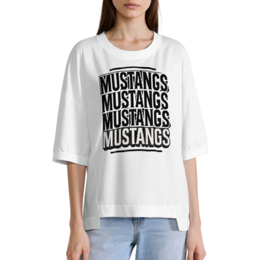 Mustangs Stacked Typography Graphic Tee | Vintage School Spirit Sports Fan Shirt(z1148)