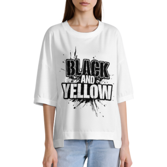 Black and Yellow Bold Typography T-Shirt – Urban Streetwear Graphic Tee(z1154)