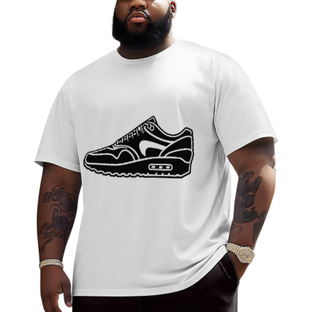Classic Sneaker Outline Graphic T-Shirt – Retro Streetwear Shoe Design(z1190)