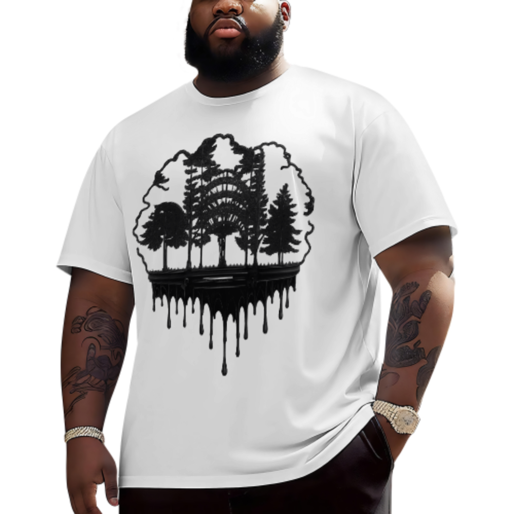 Dripping Forest Silhouette T-Shirt | Nature Lover Woodland Graphic Tee(z1187)