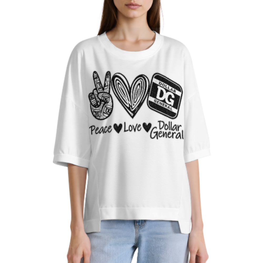 Peace Love Dollar General Graphic Tee – Funny Retail Worker Appreciation Shirt(z1143)