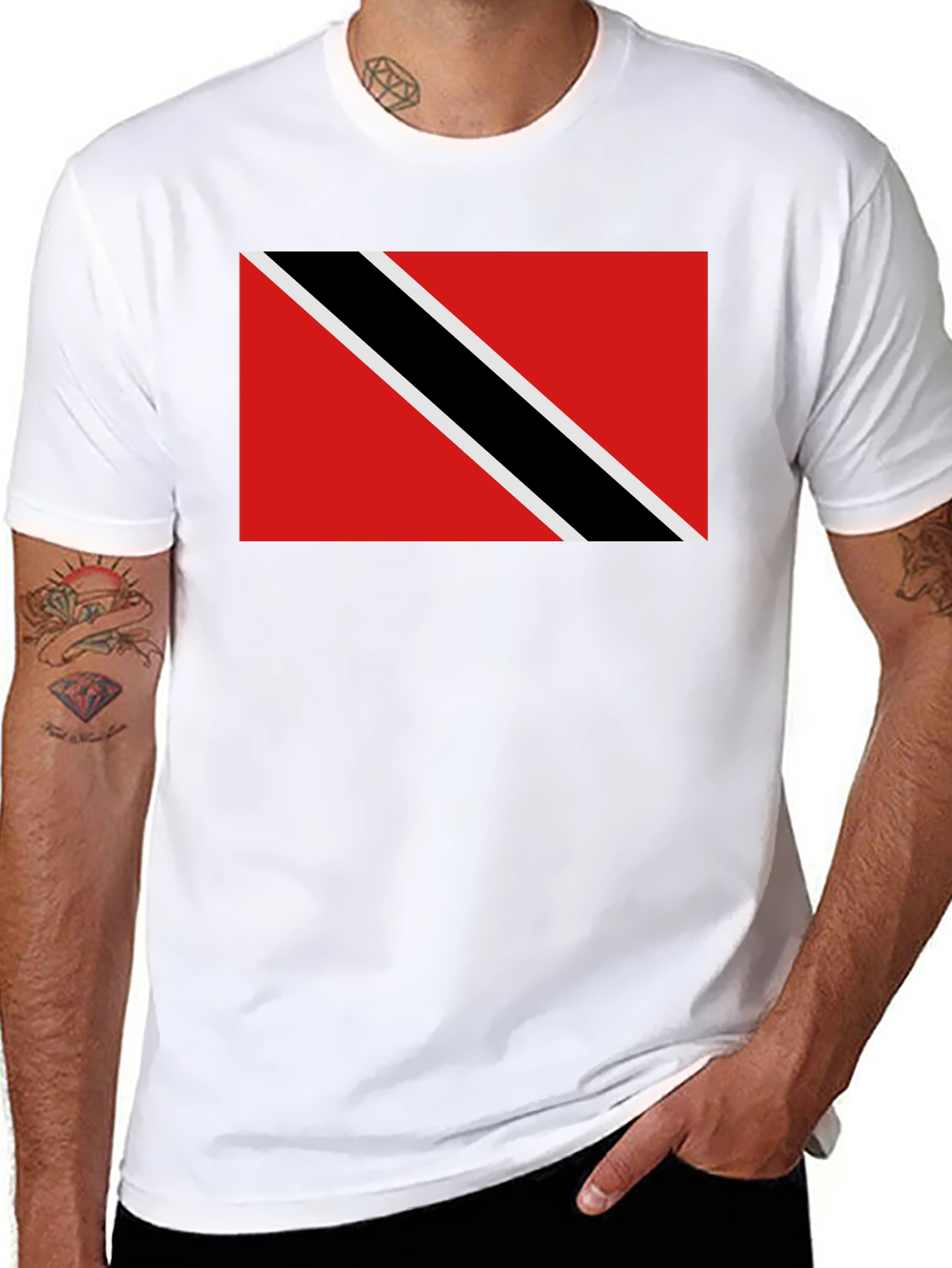 Trinidad & Tobago Flag T-Shirt - Black Crew Neck