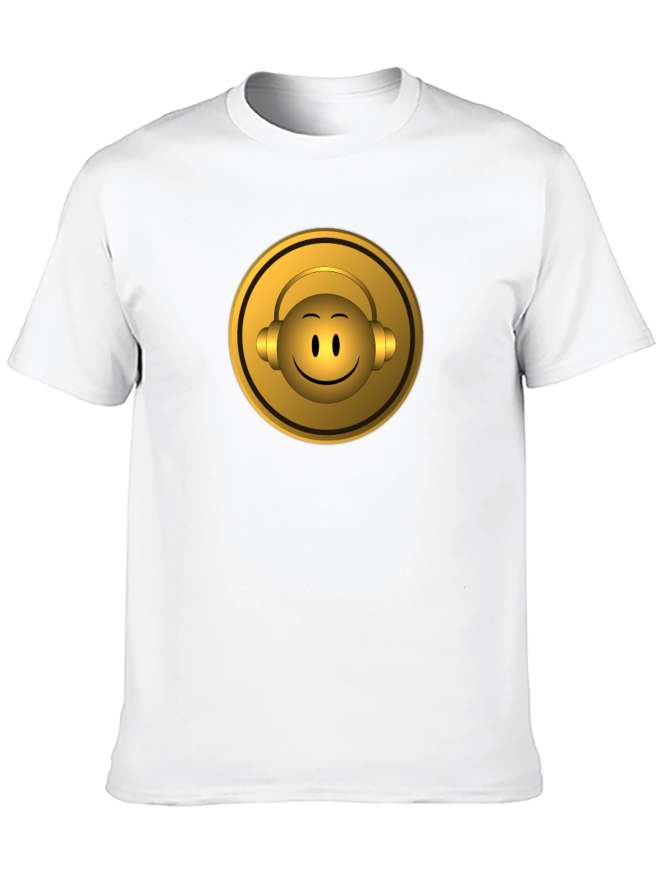 Golden Emoji Headphone Graphic Tee - Black