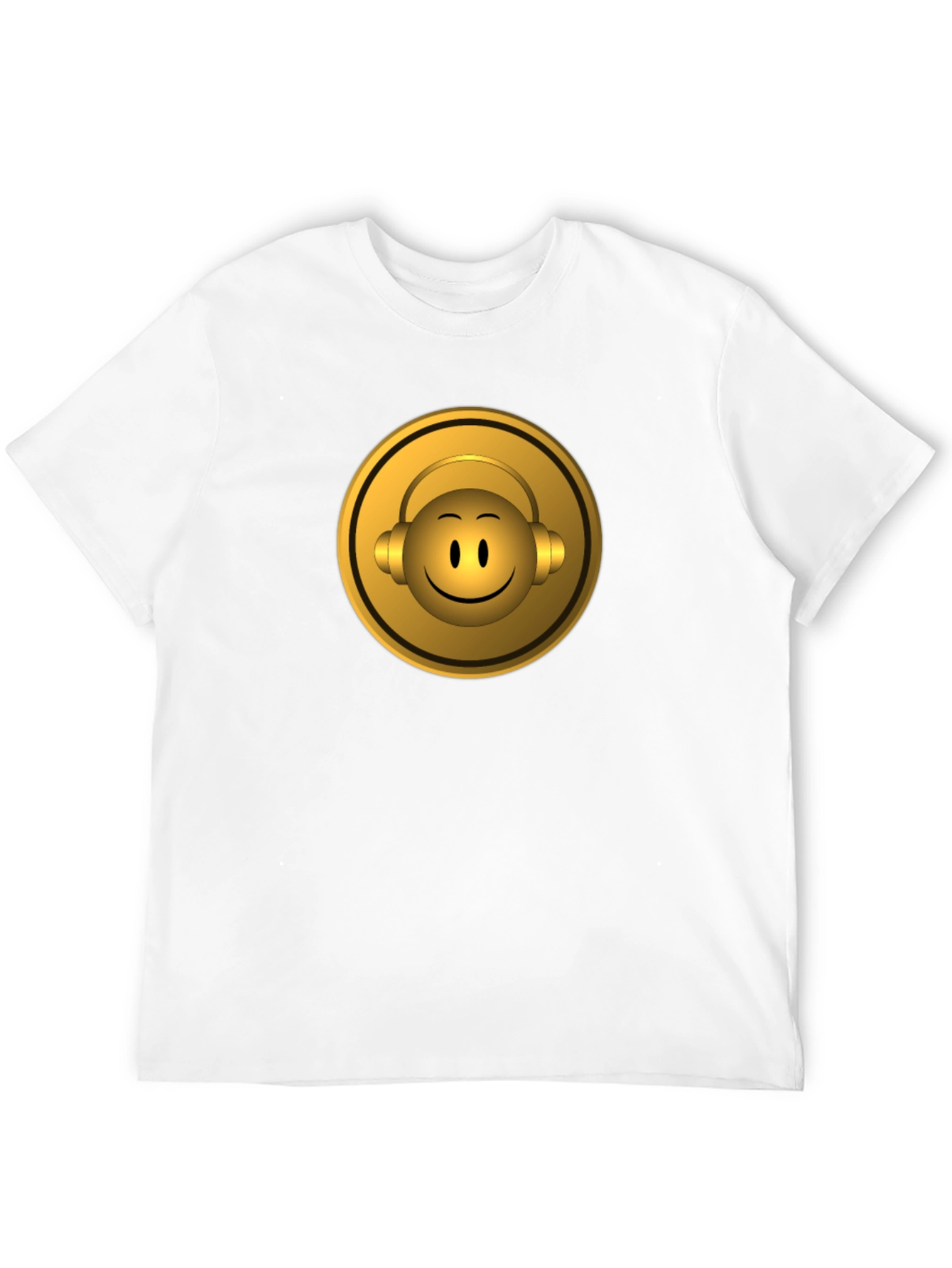 Golden Emoji Headphone Graphic Tee - Black