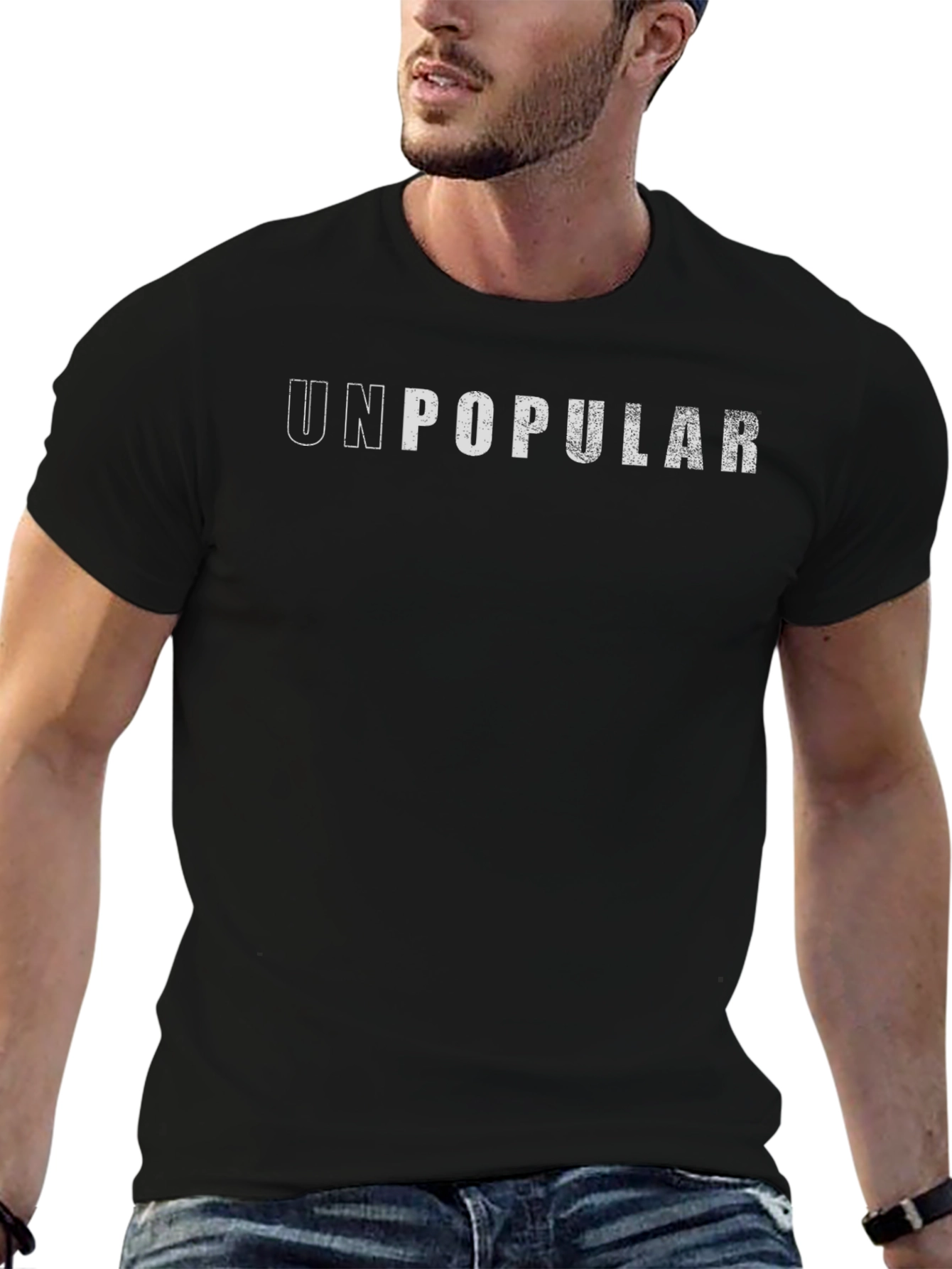 Unpopular Graphic Tee - Black Cotton Casual Wear