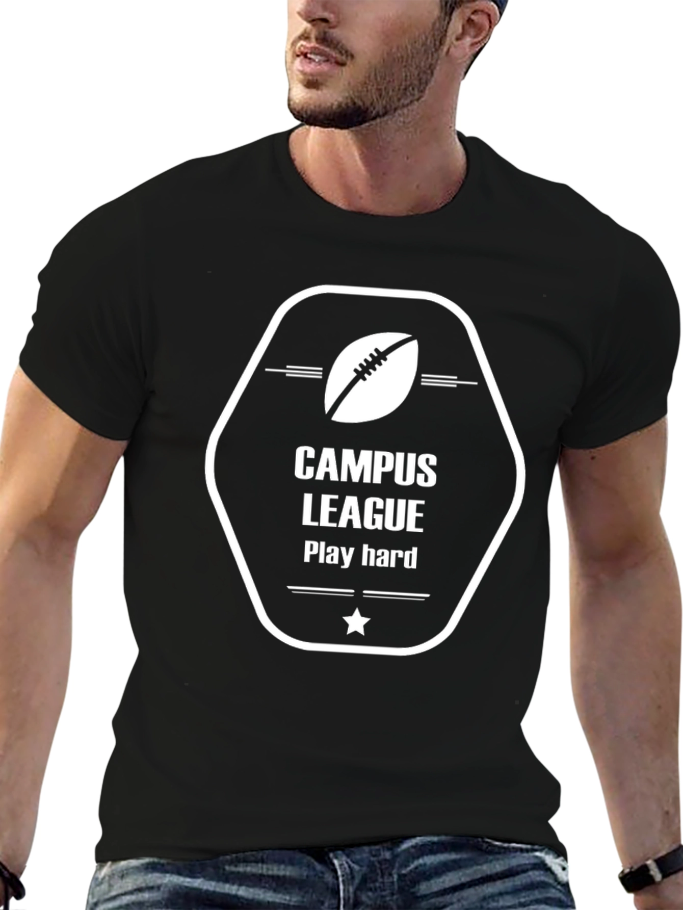 Campus League Football Black T-Shirt