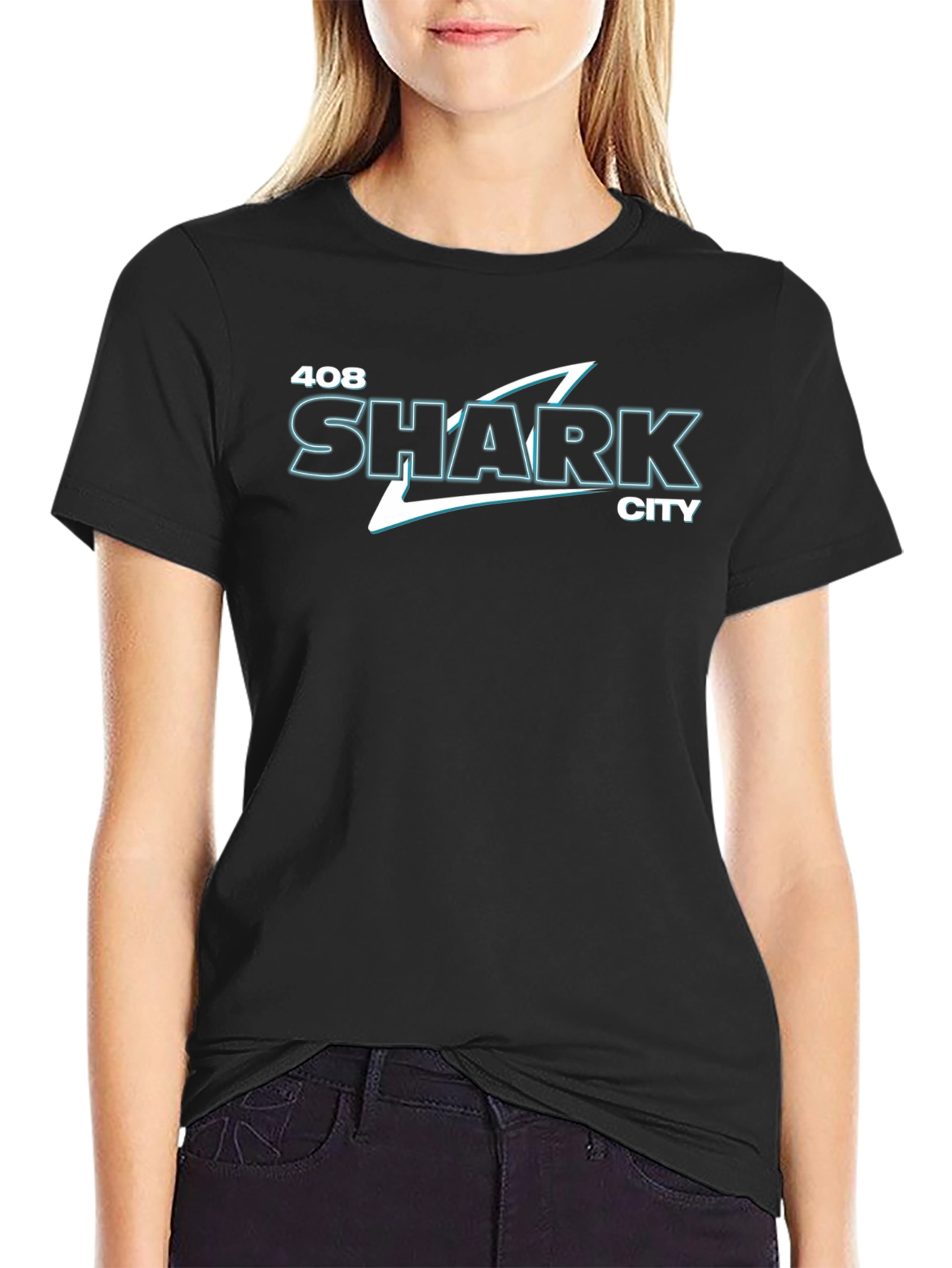 408 Shark City Black Graphic Tee