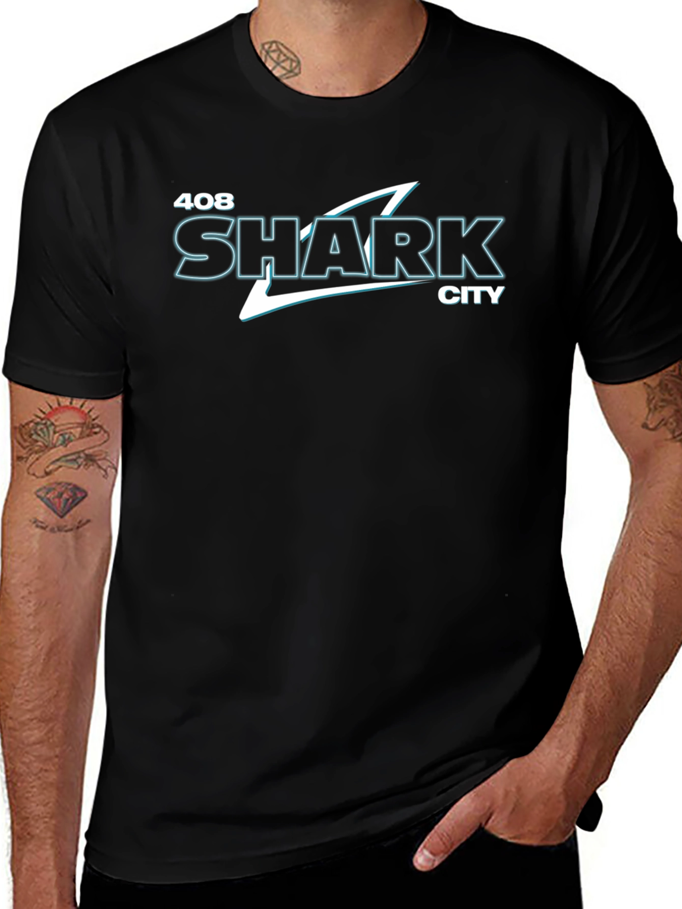 408 Shark City Black Graphic Tee