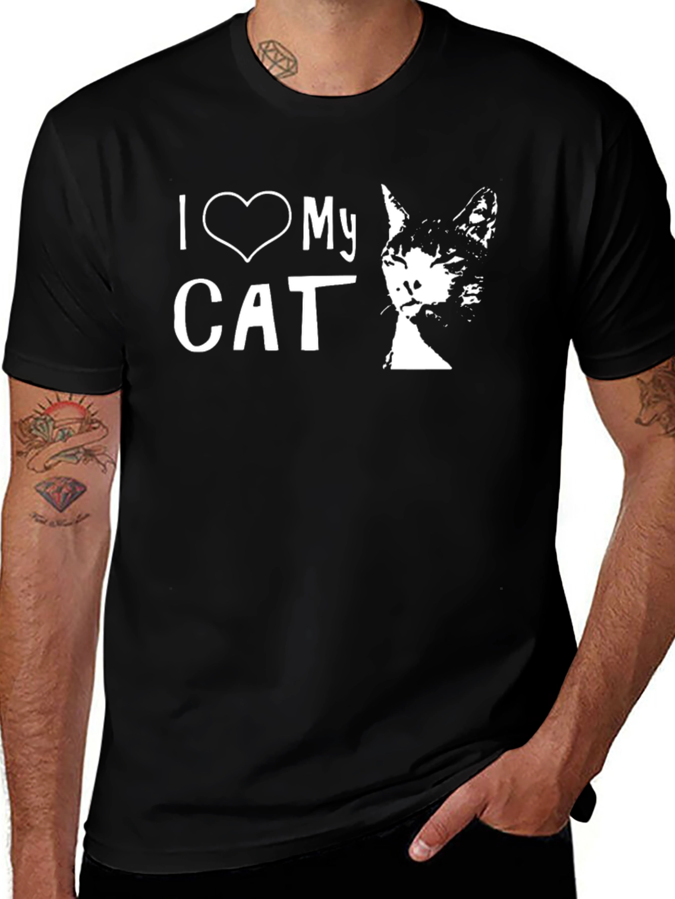 I Love My Cat T-Shirt - Unisex Black Tee