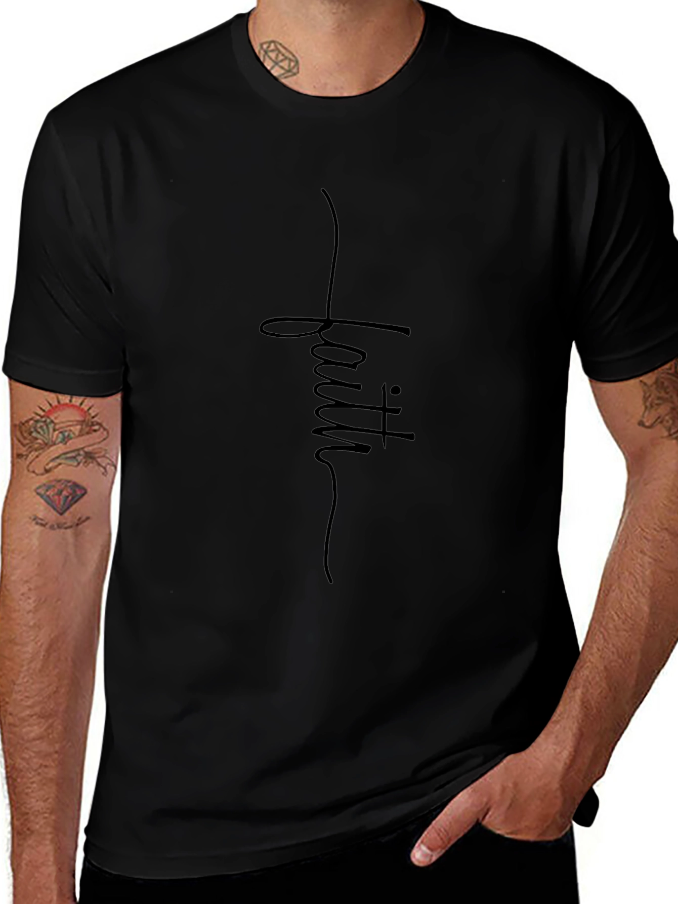 Faith Script T-Shirt - Mens Religious Graphic Tee