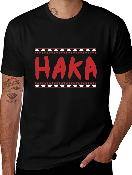 HAKA Graphic Tee - Black Crew Neck Short Sleeve Shirt