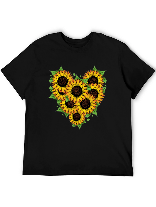 Sunflower Heart Graphic Tee - Black