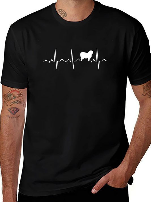 Sheep Heartbeat T-Shirt - Black Cotton Tee