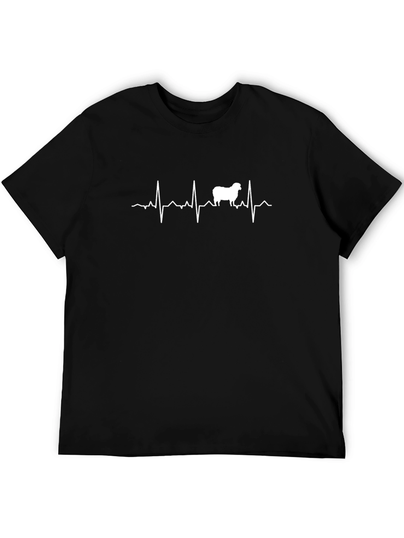Sheep Heartbeat T-Shirt - Black Cotton Tee