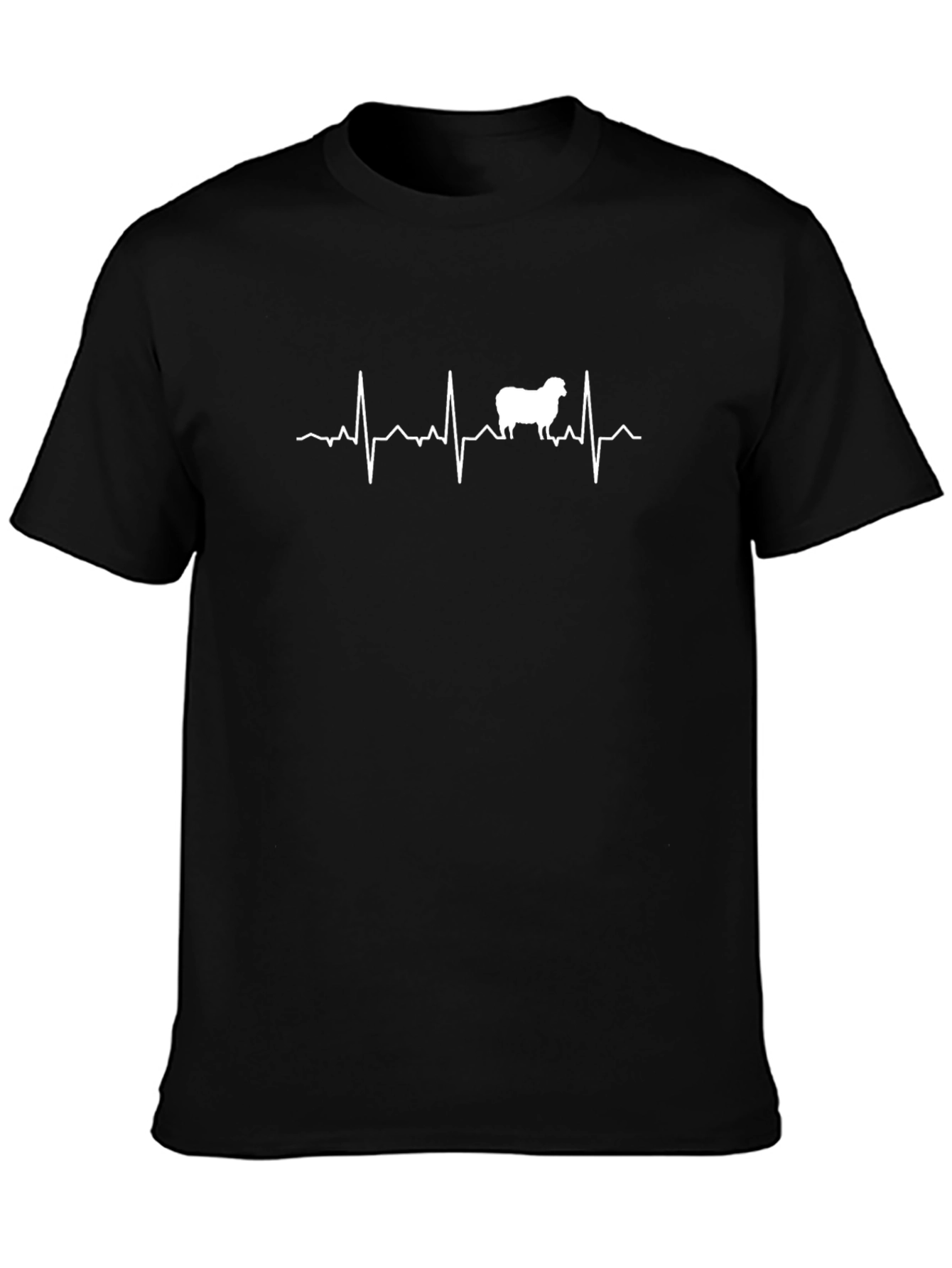 Sheep Heartbeat T-Shirt - Black Cotton Tee