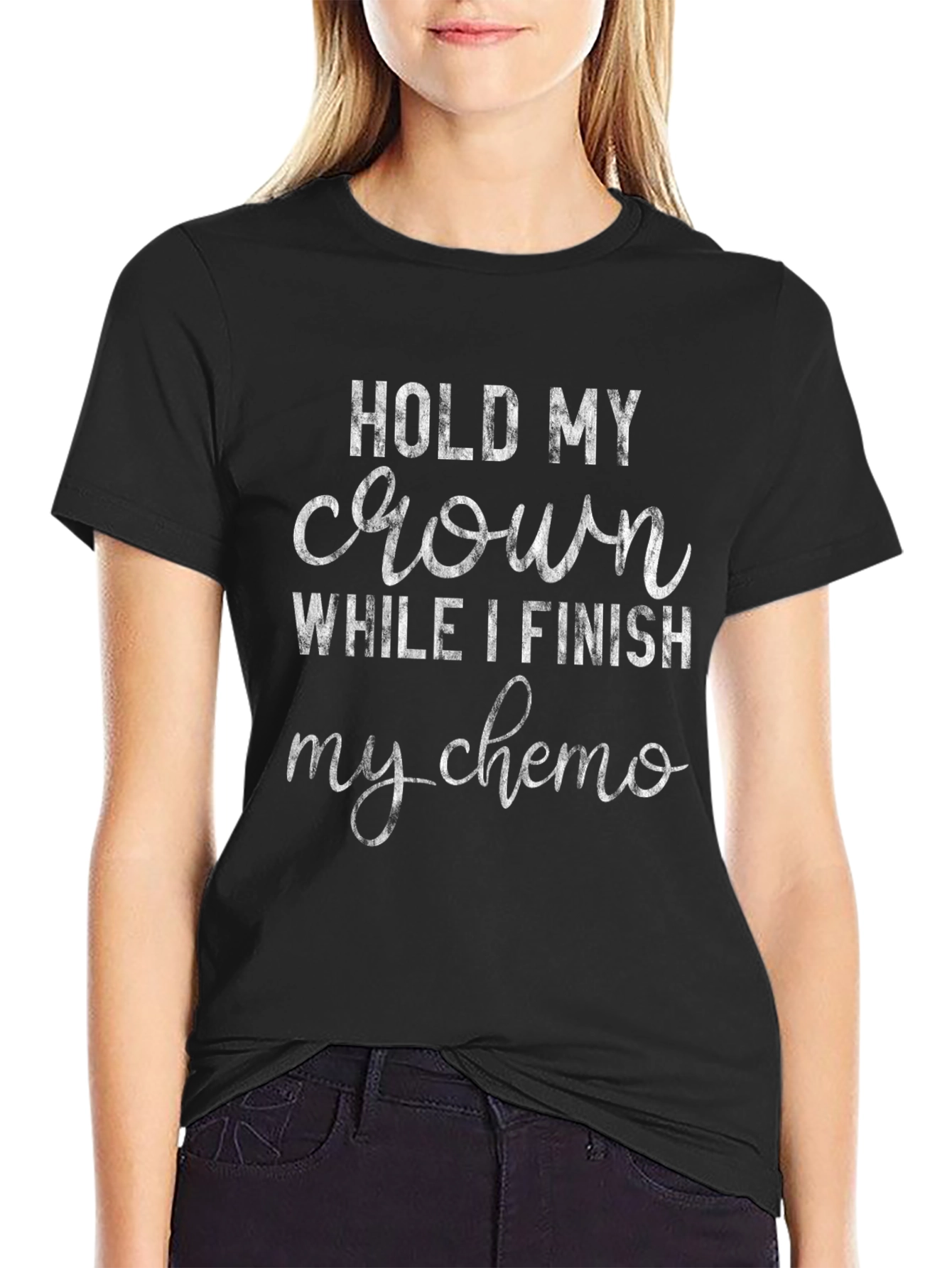 Hold My Crown Chemo T-Shirt - Black Cotton Tee