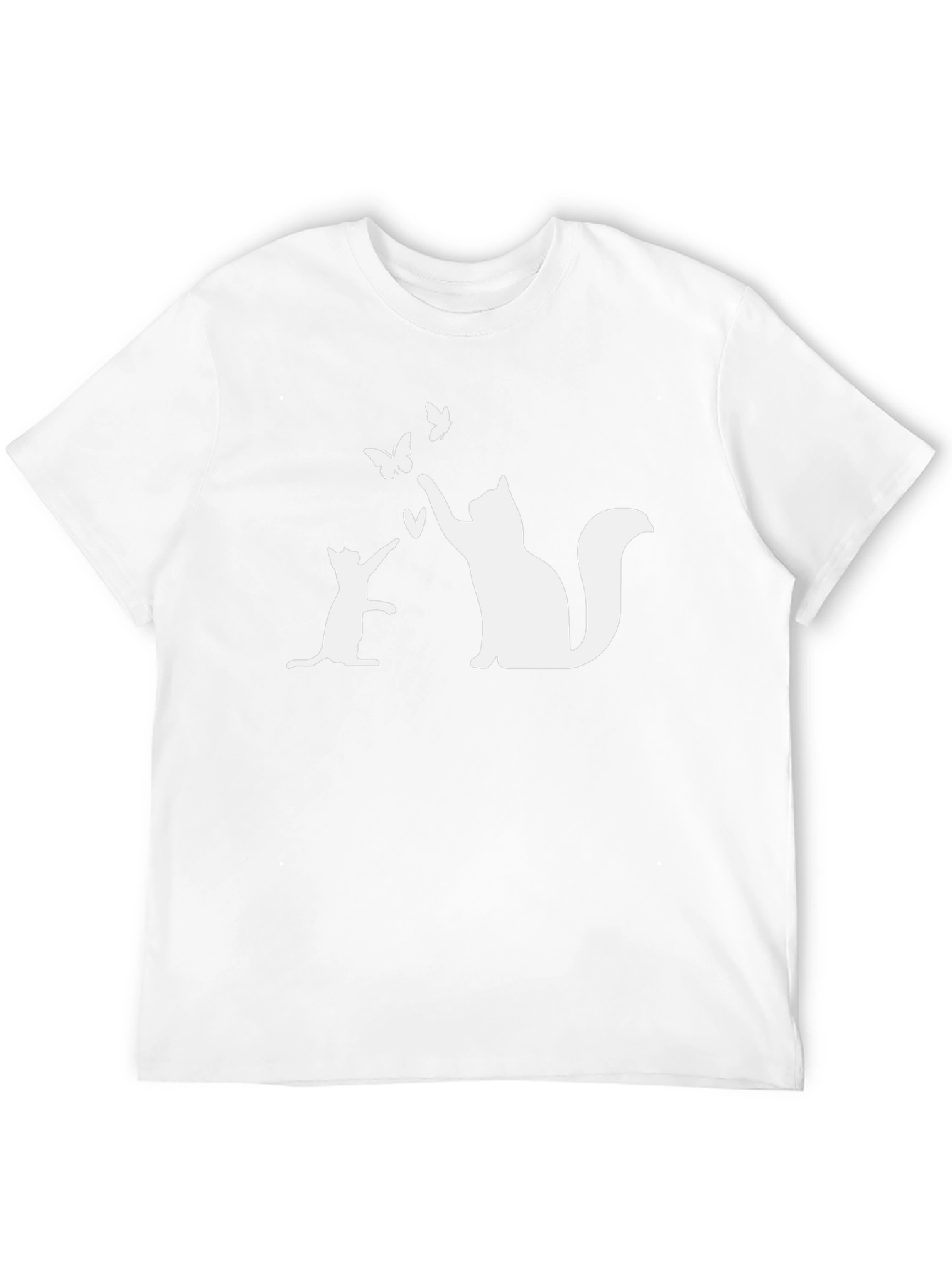 Cat & Butterfly Graphic Tee - Stylish Black T-Shirt