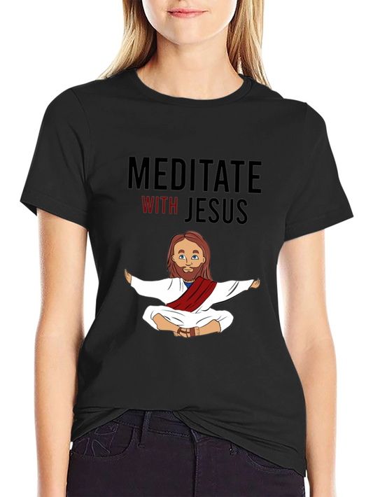 Meditate With Jesus Black T-Shirt