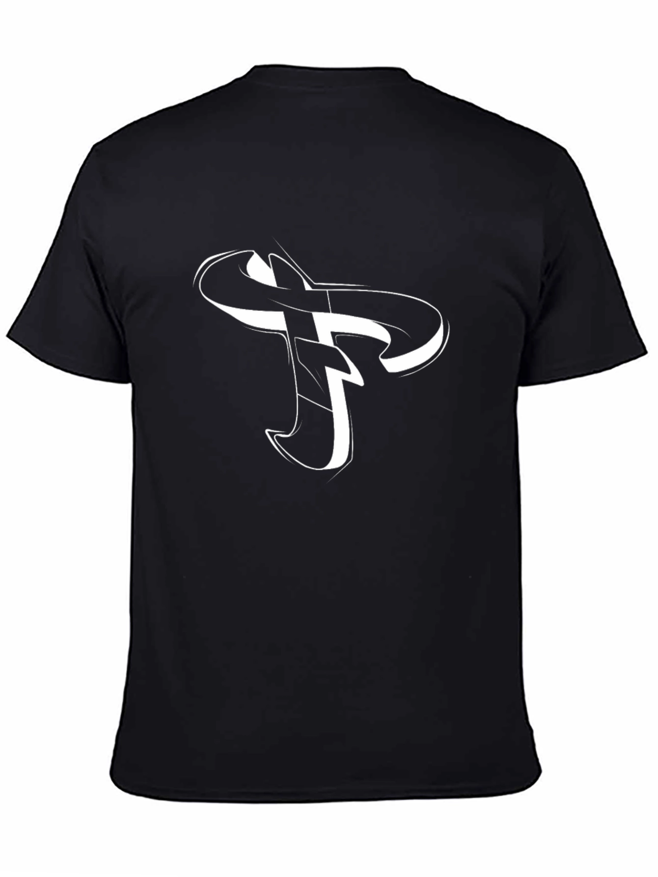 Black T-Shirt with Unique Letter F Design