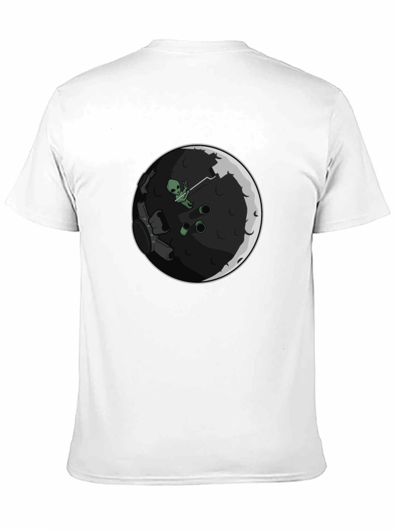 Alien Moon Landing Graphic T-Shirt - Black