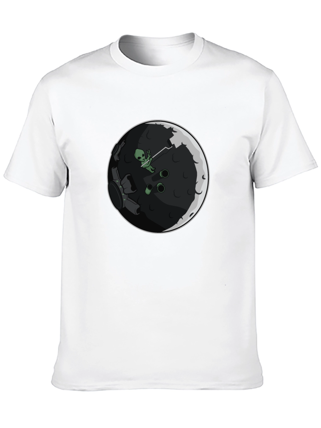 Alien Moon Landing Graphic T-Shirt - Black
