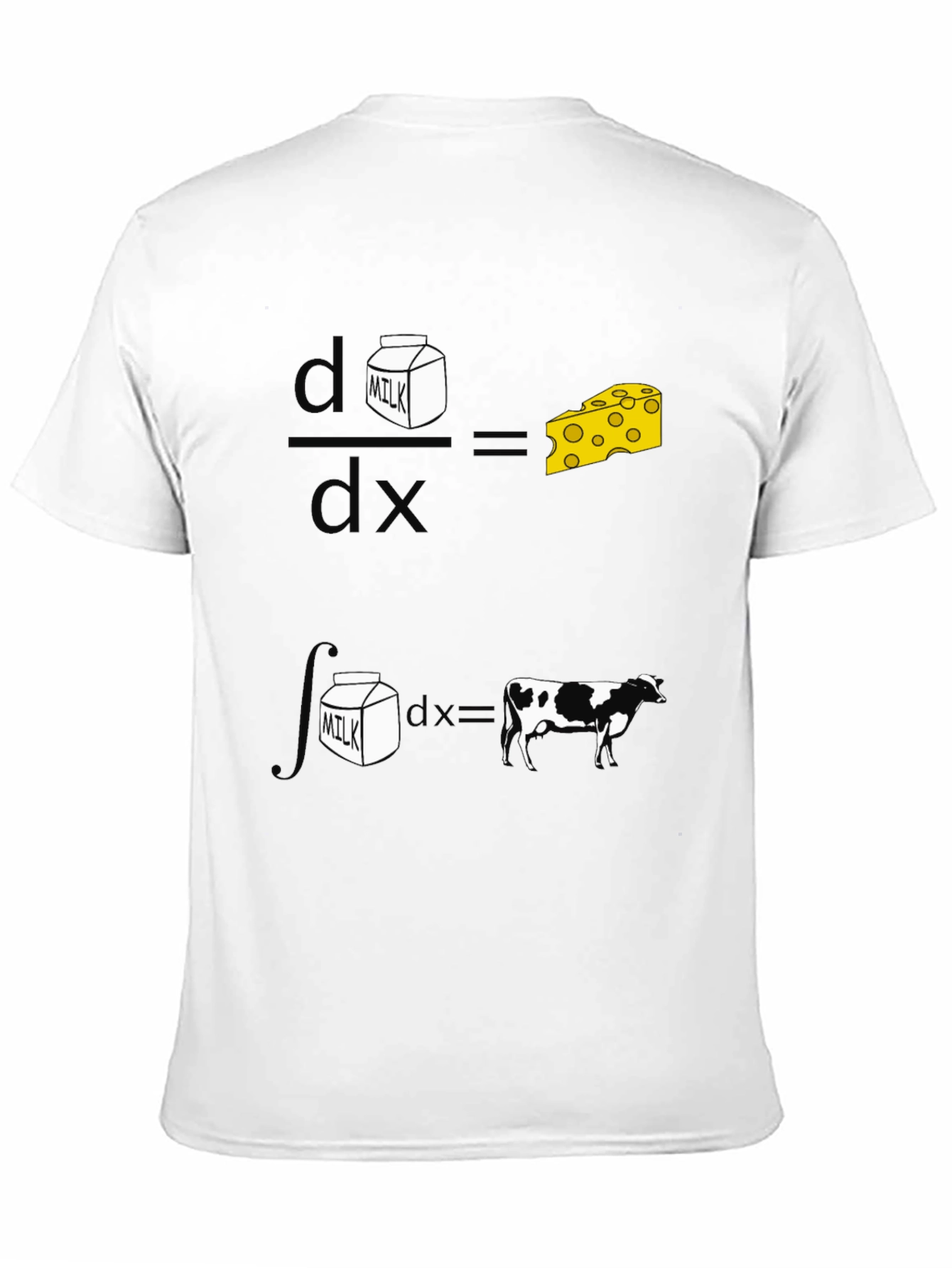 Funny Math Milk and Cheese Cow Black T-Shirt