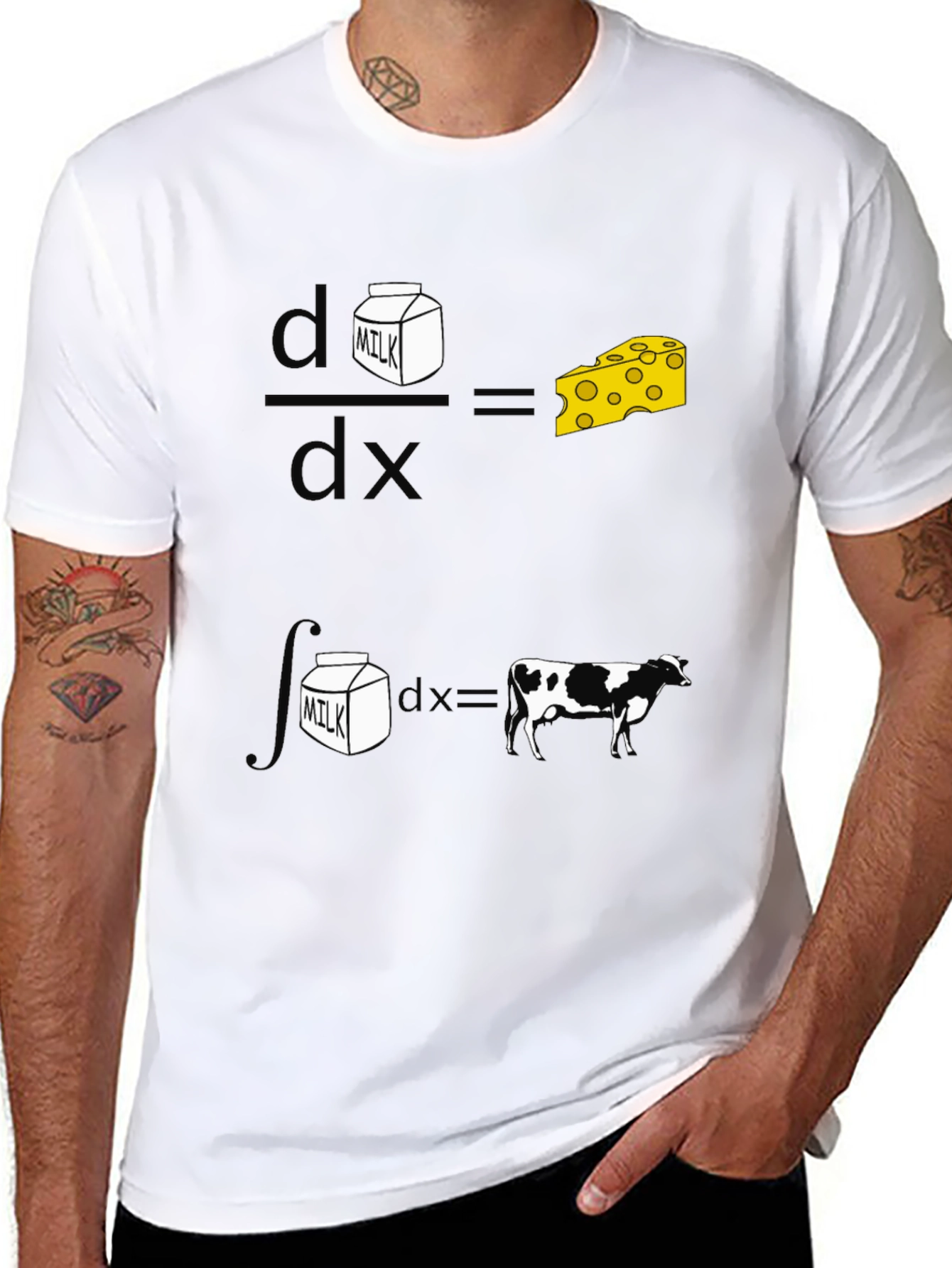 Funny Math Milk and Cheese Cow Black T-Shirt