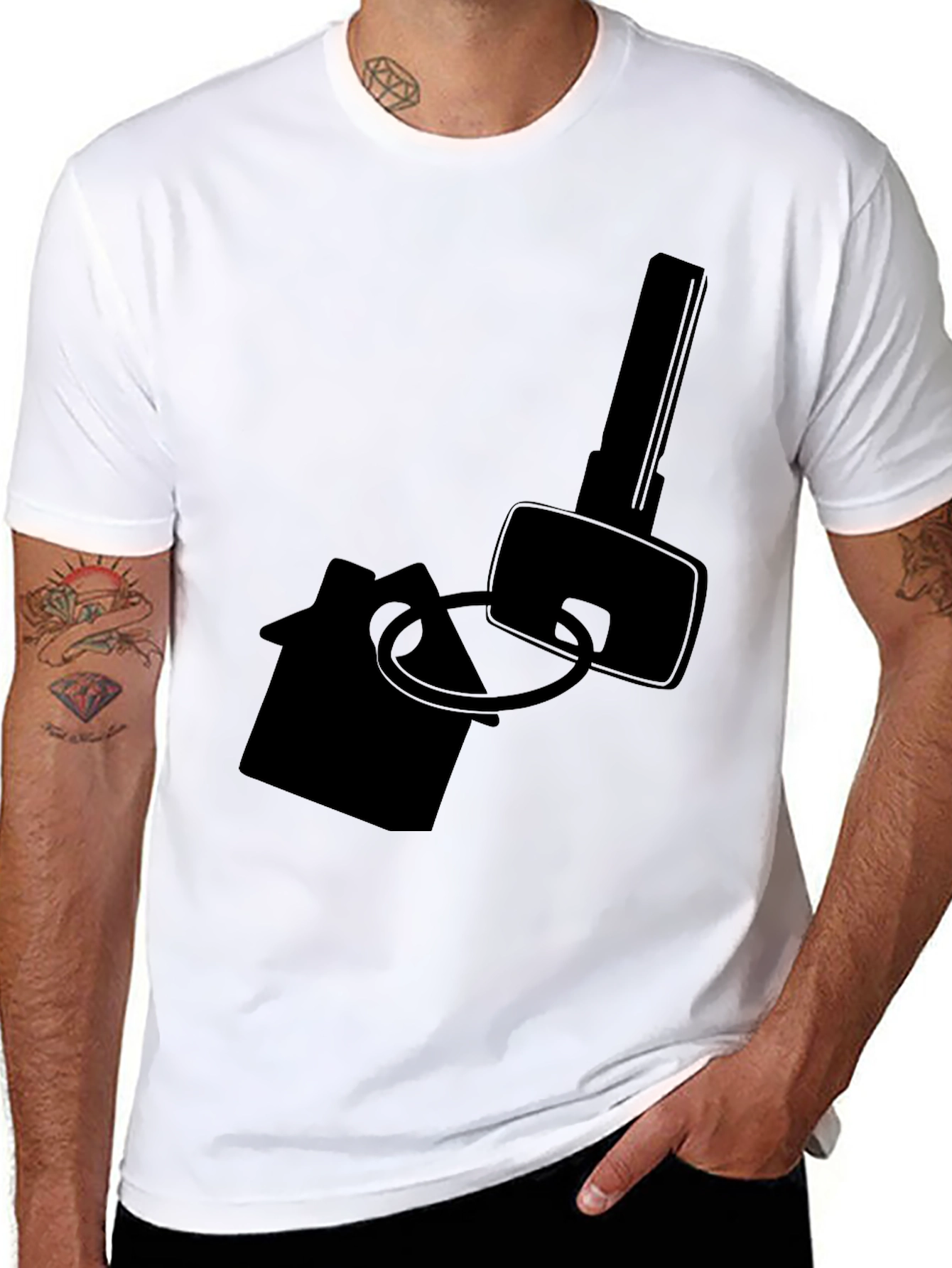 Home Key Graphic Tee - Black Cotton T-Shirt