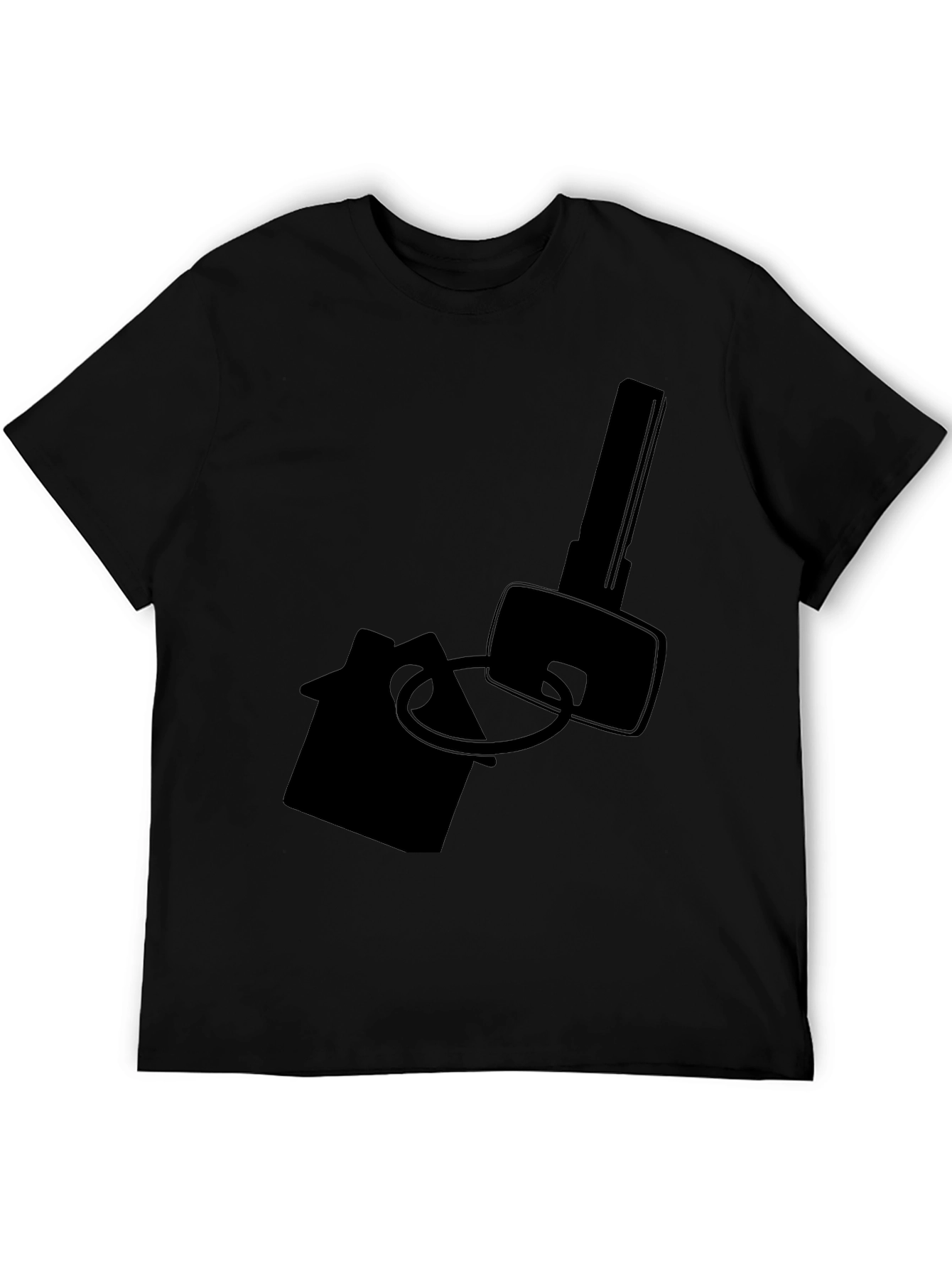 Home Key Graphic Tee - Black Cotton T-Shirt