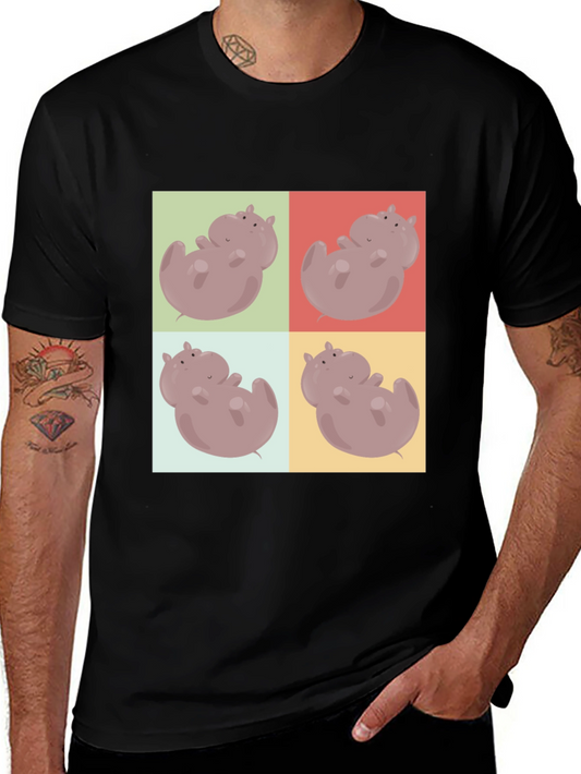 Hippo Pop Art Black T-Shirt