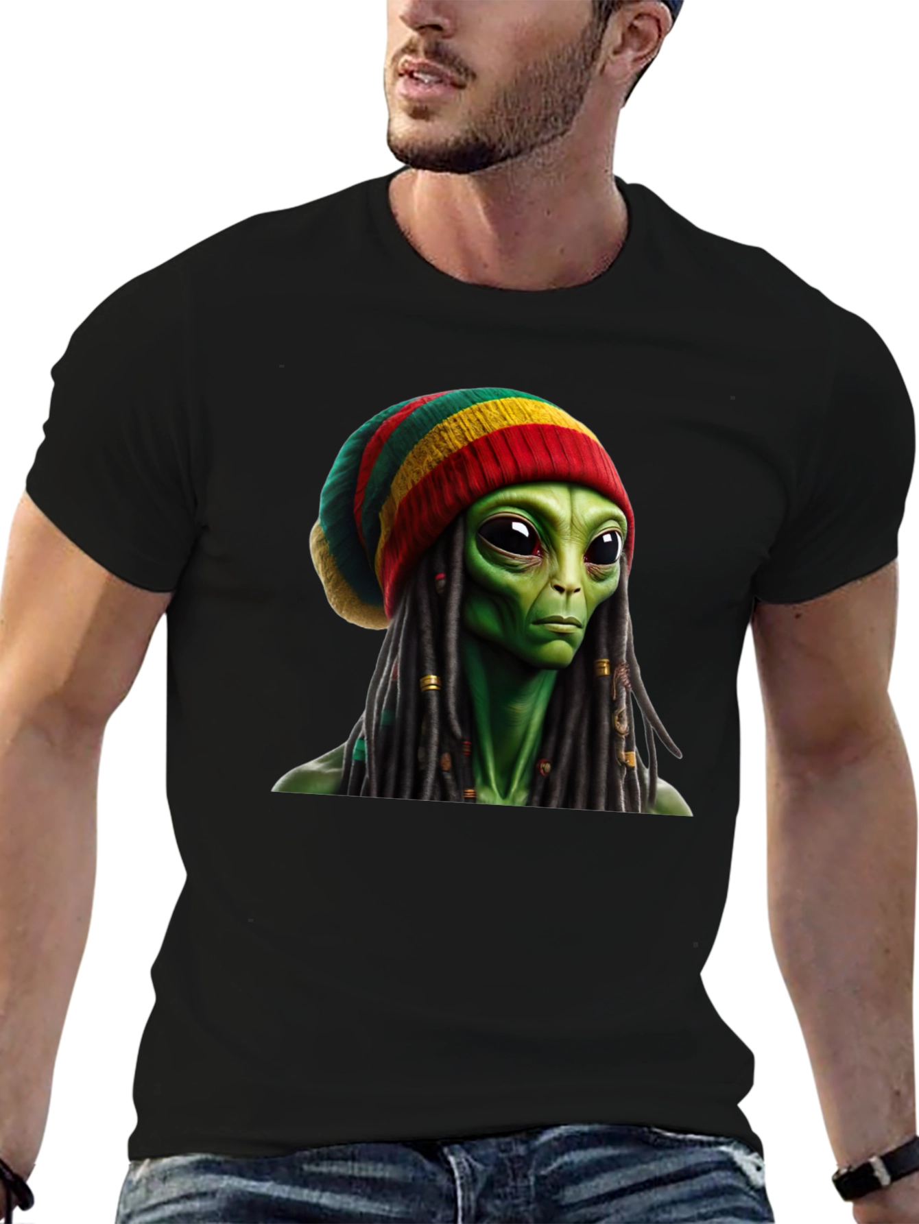 Rasta Alien T-Shirt - Unique Graphic Tee