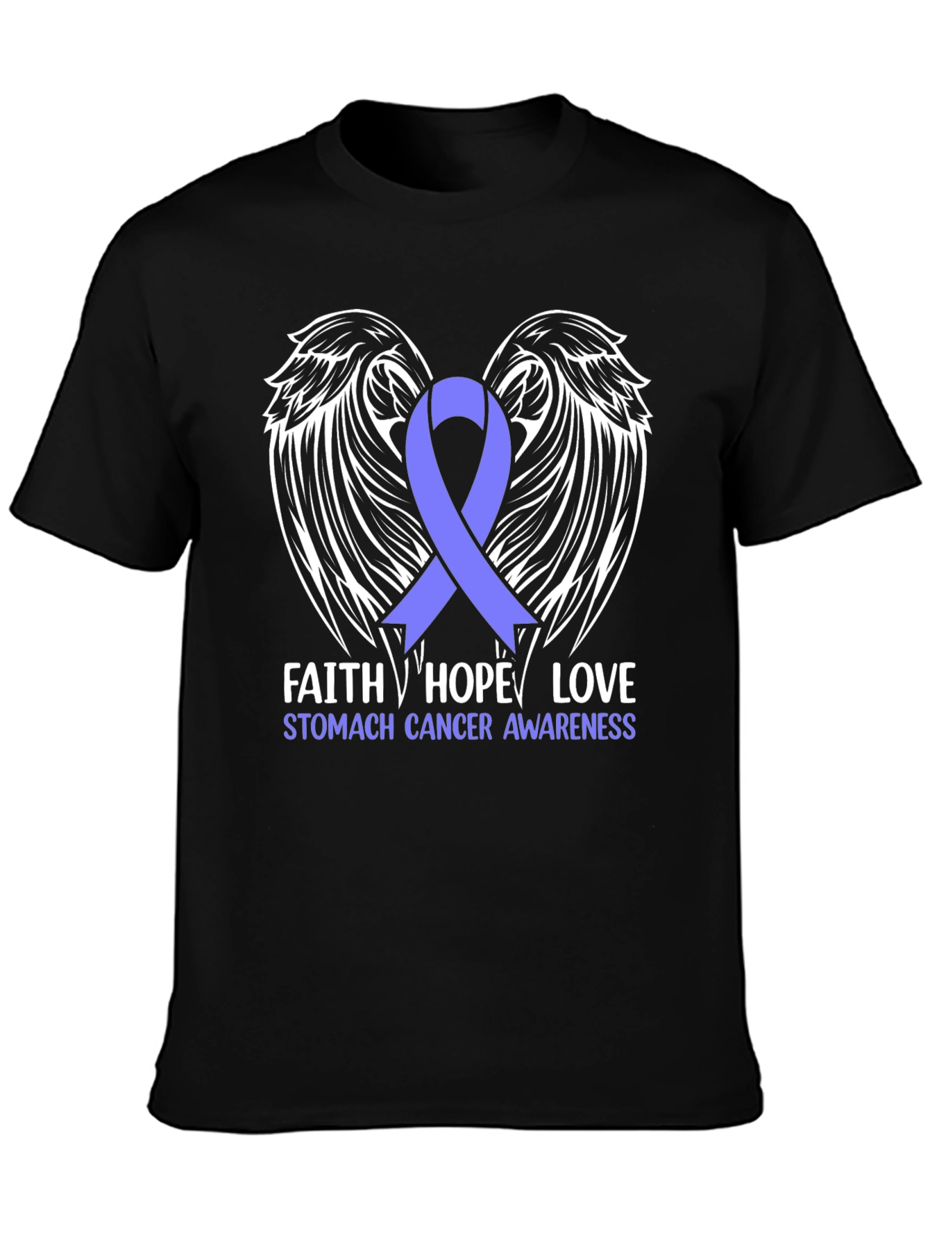 Stomach Cancer Awareness T-Shirt Wings Faith Hope Love