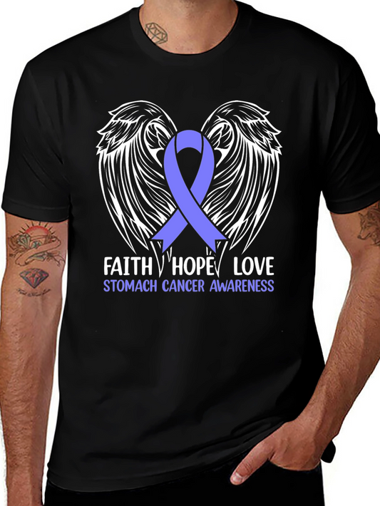 Stomach Cancer Awareness T-Shirt Wings Faith Hope Love