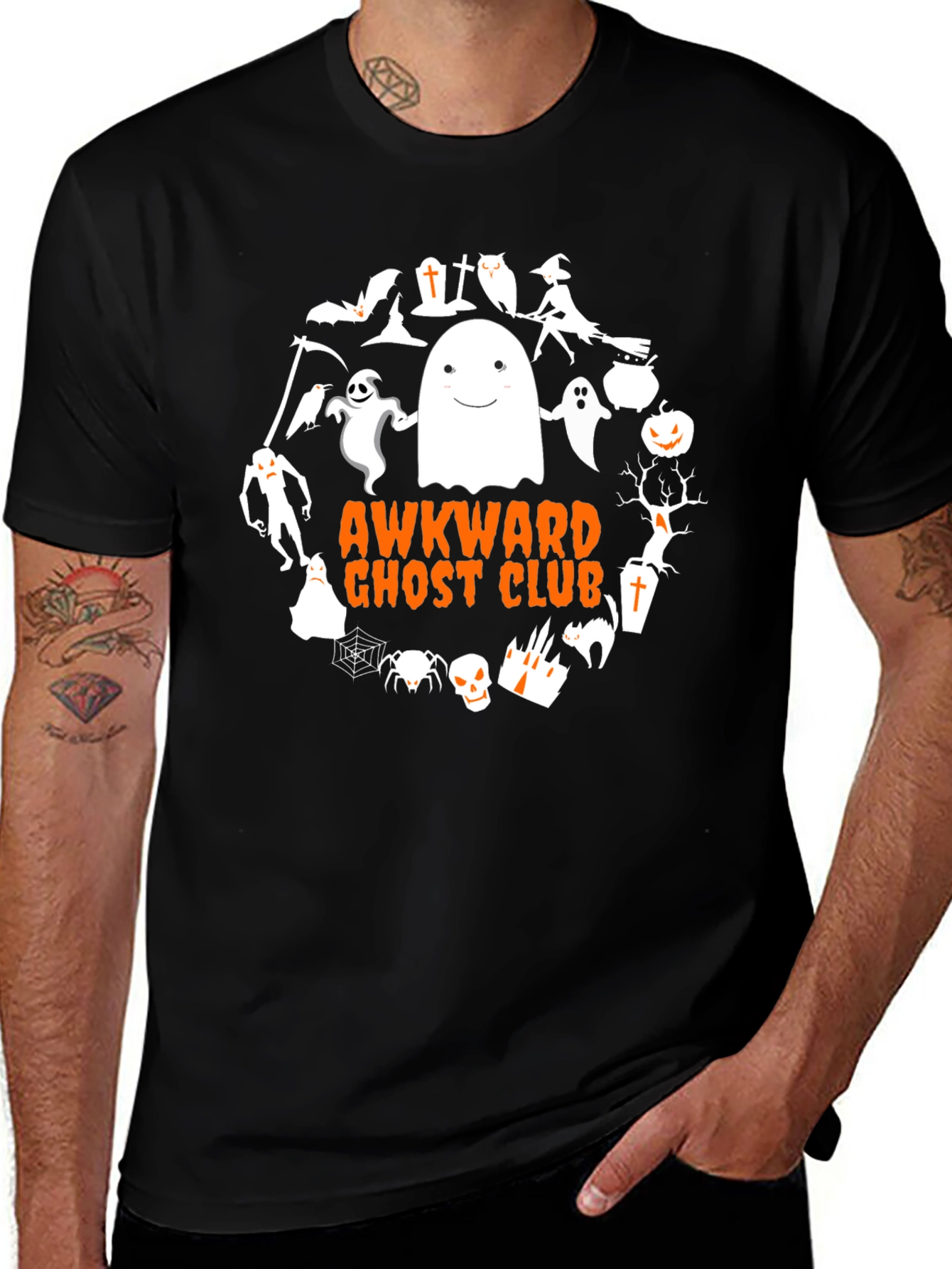 Awkward Ghost Club Graphic Tee - Halloween T-Shirt