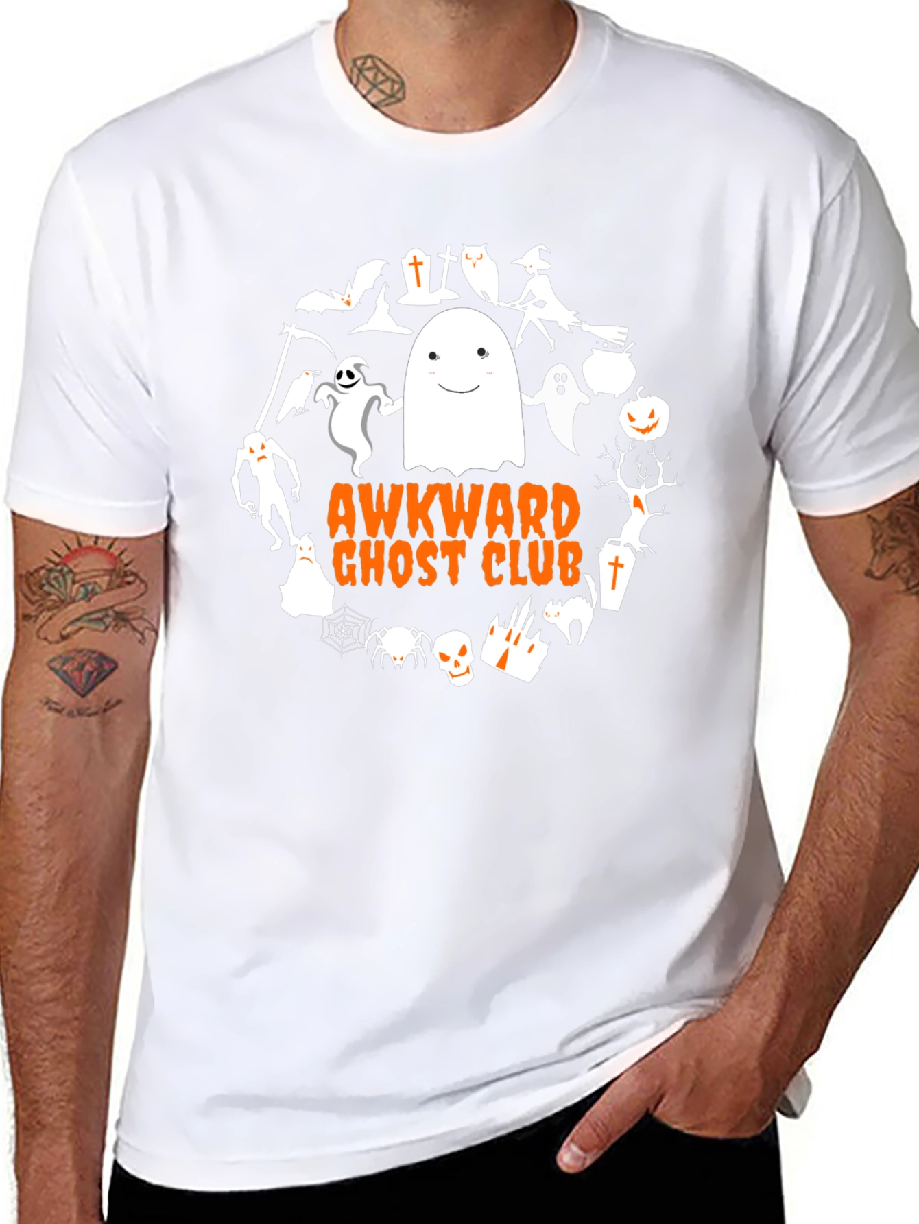 Awkward Ghost Club Graphic Tee - Halloween T-Shirt