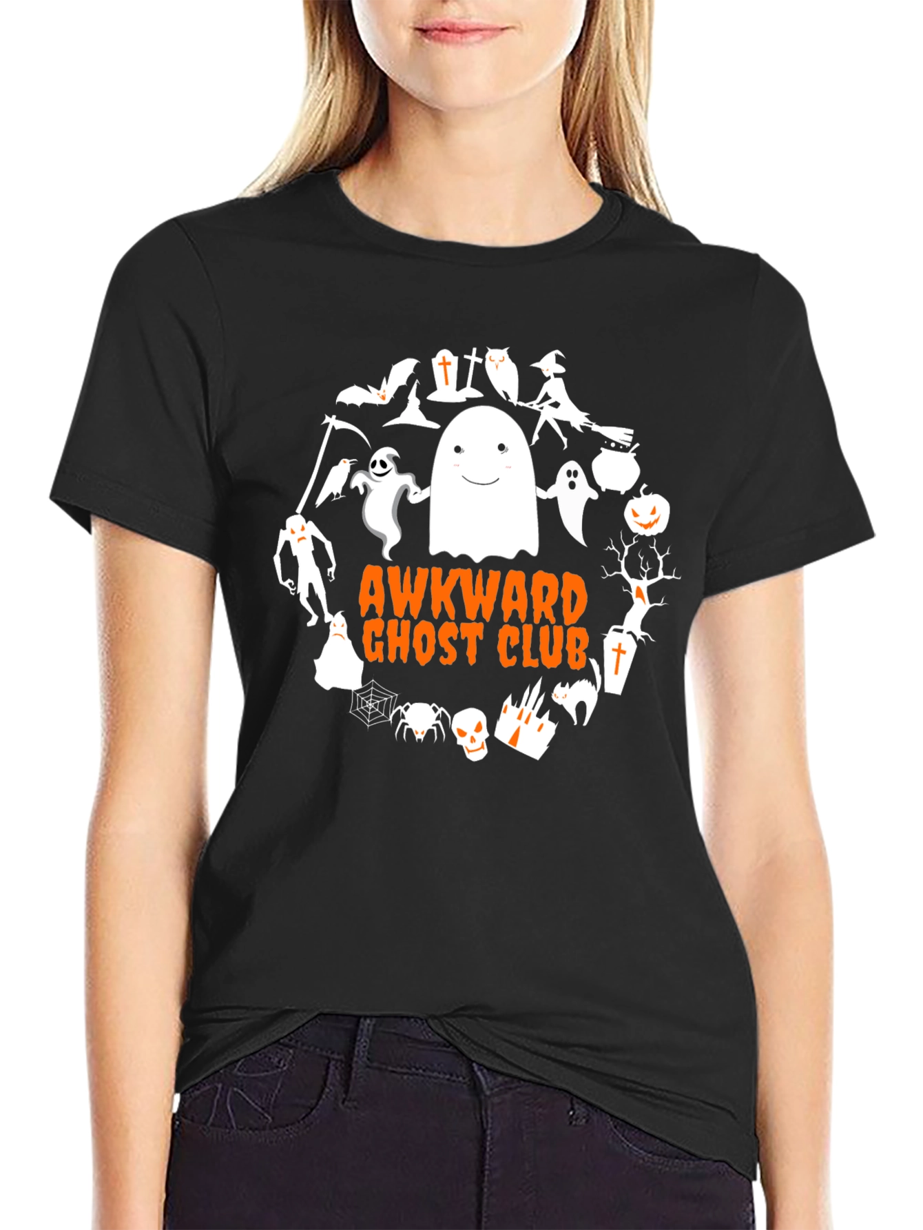Awkward Ghost Club Graphic Tee - Halloween T-Shirt