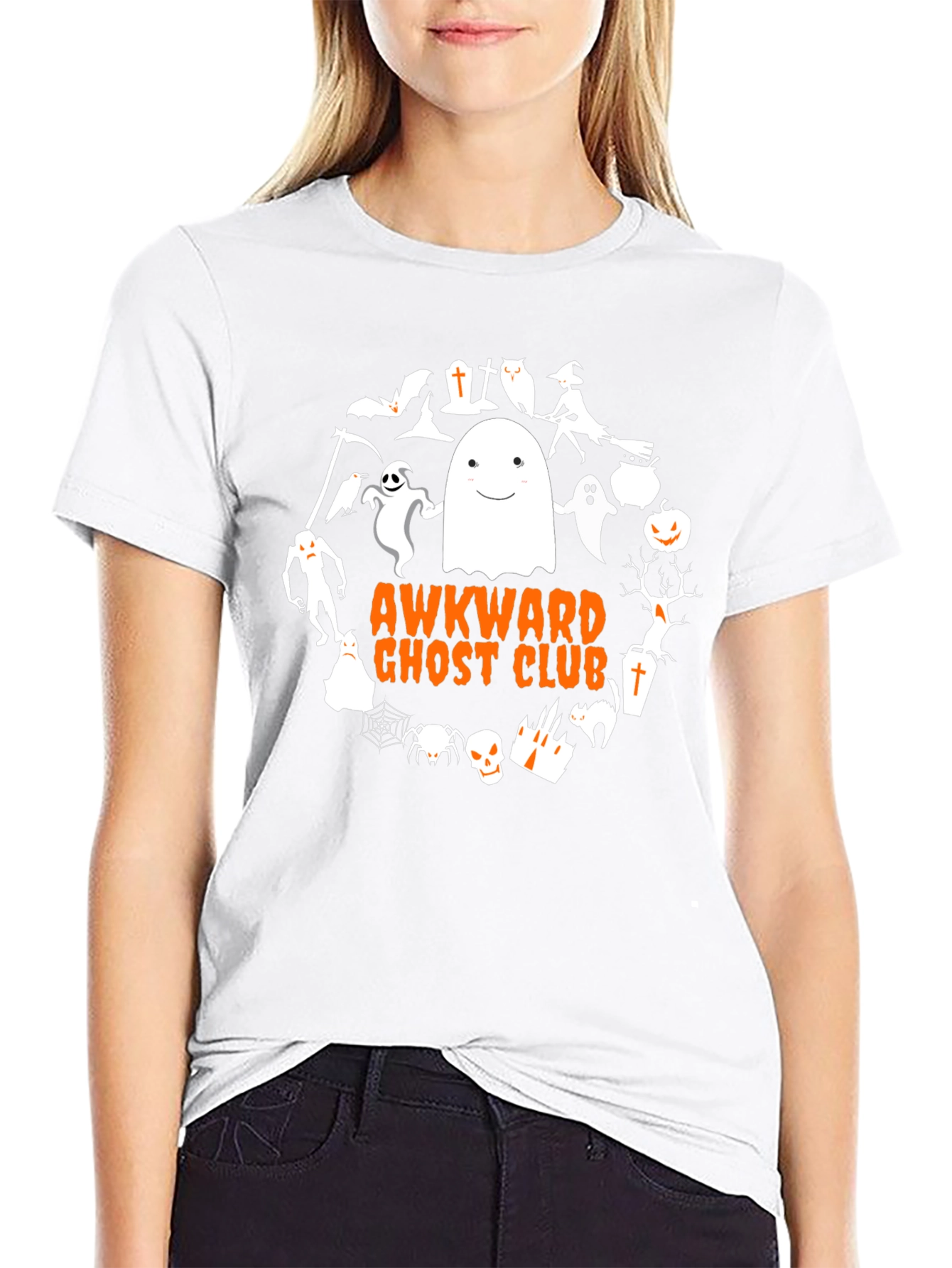 Awkward Ghost Club Graphic Tee - Halloween T-Shirt