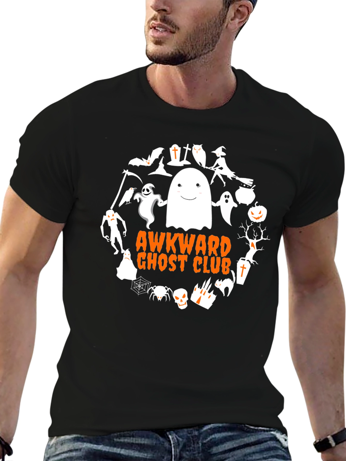 Awkward Ghost Club Graphic Tee - Halloween T-Shirt