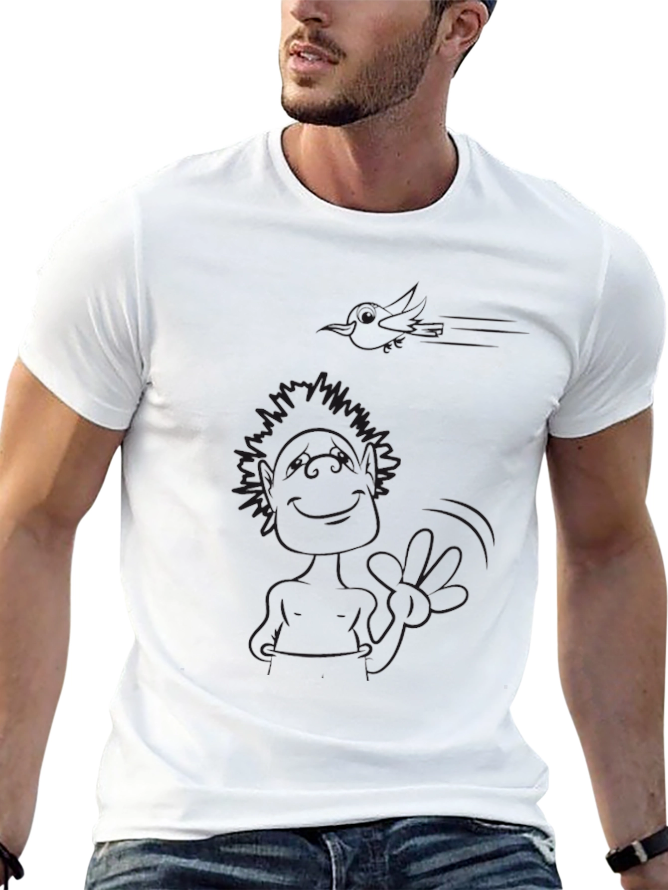 Mens Black Graphic Print Short Sleeve T-Shirt