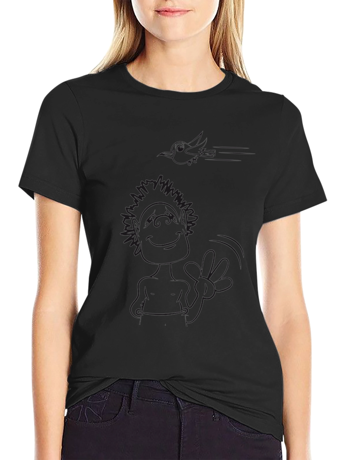 Mens Black Graphic Print Short Sleeve T-Shirt