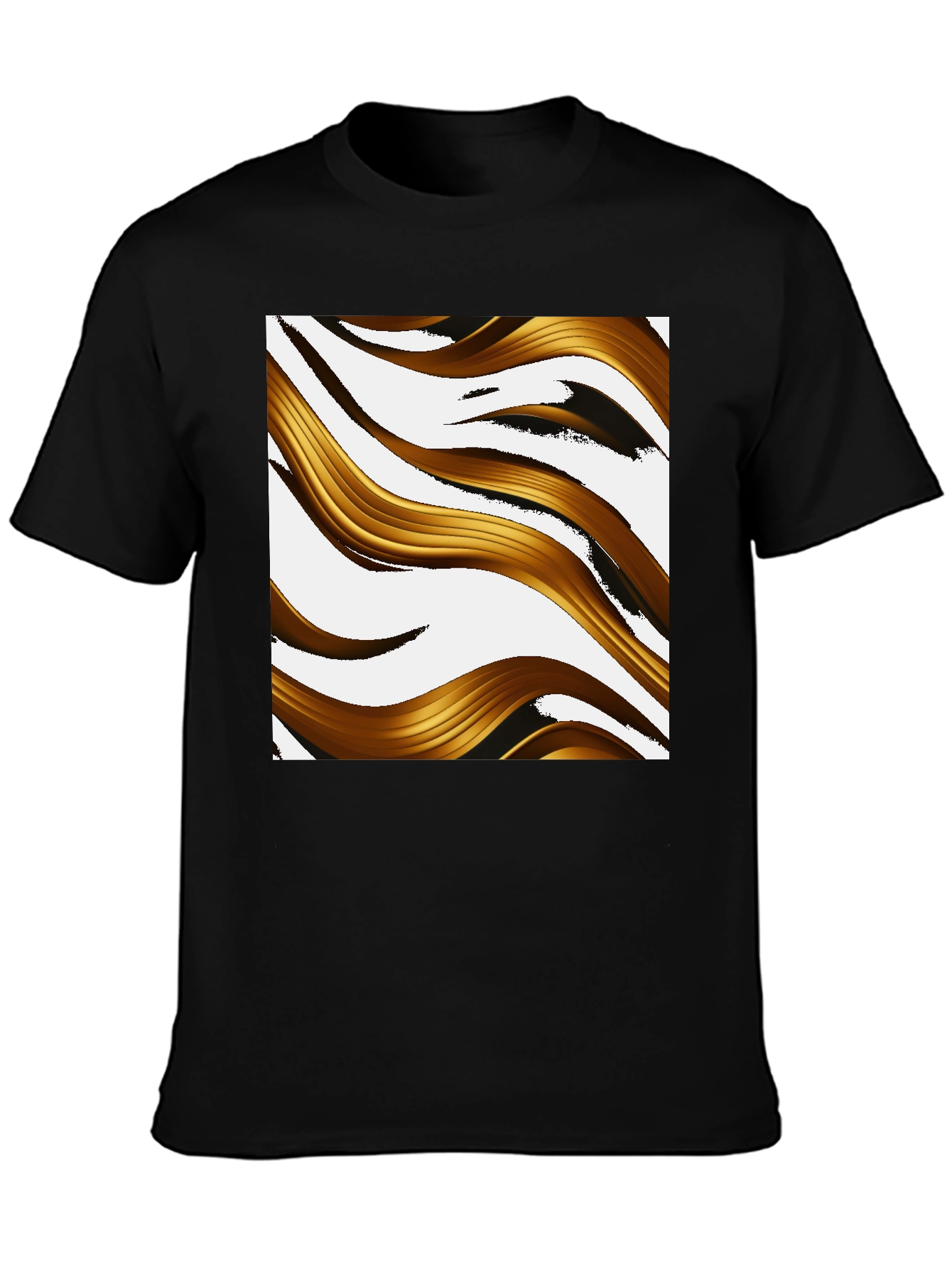 Abstract Golden Wave Graphic T-Shirt - Modern Design